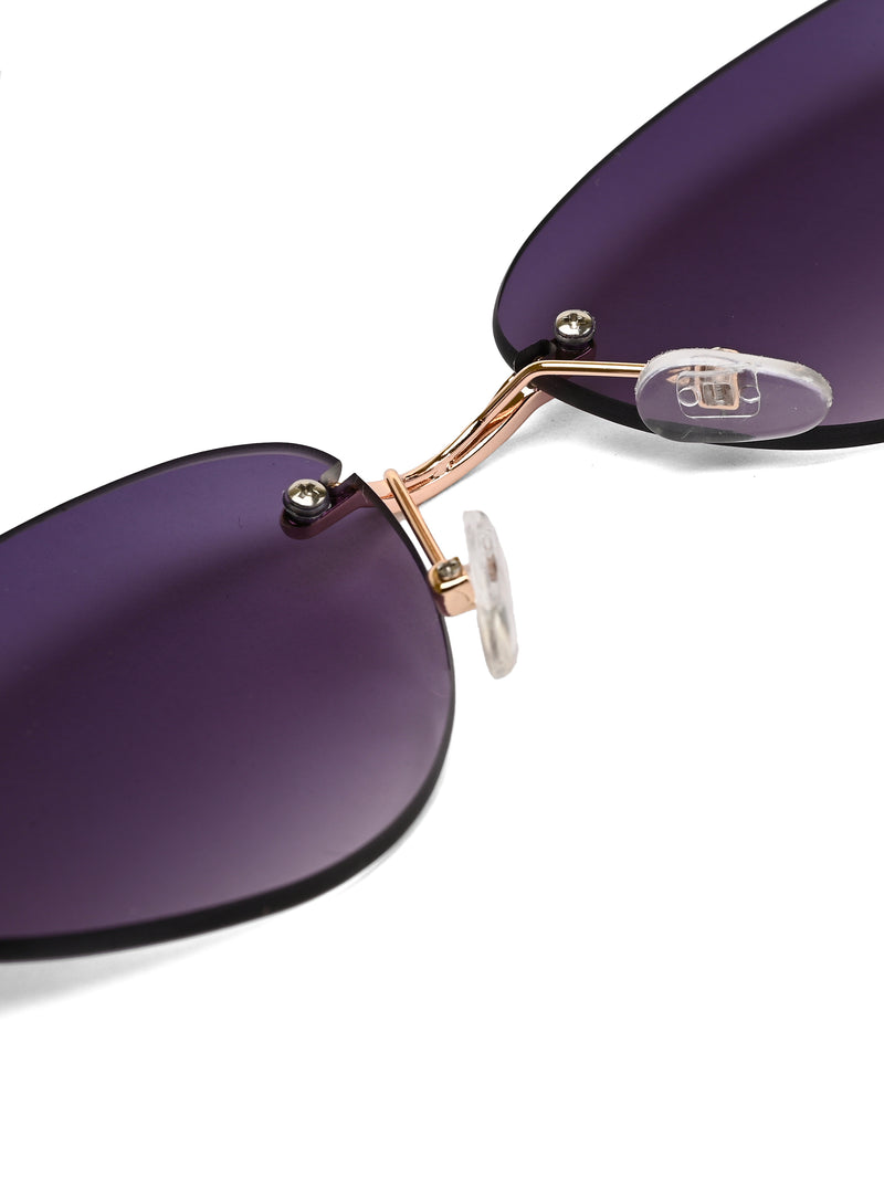 Glimmer | Gradient Purple Medium Rim Less Oval Sunglasses for Men & Women [UV-protected]