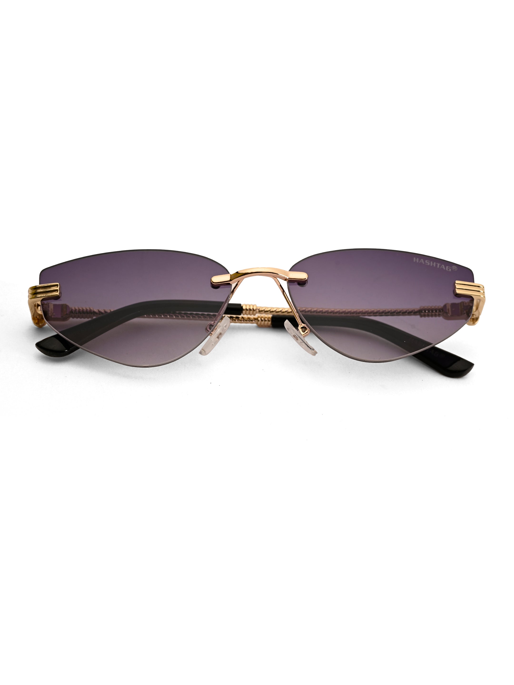 Glimmer | Gradient Purple Medium Rim Less Oval Sunglasses for Men & Women [UV-protected]