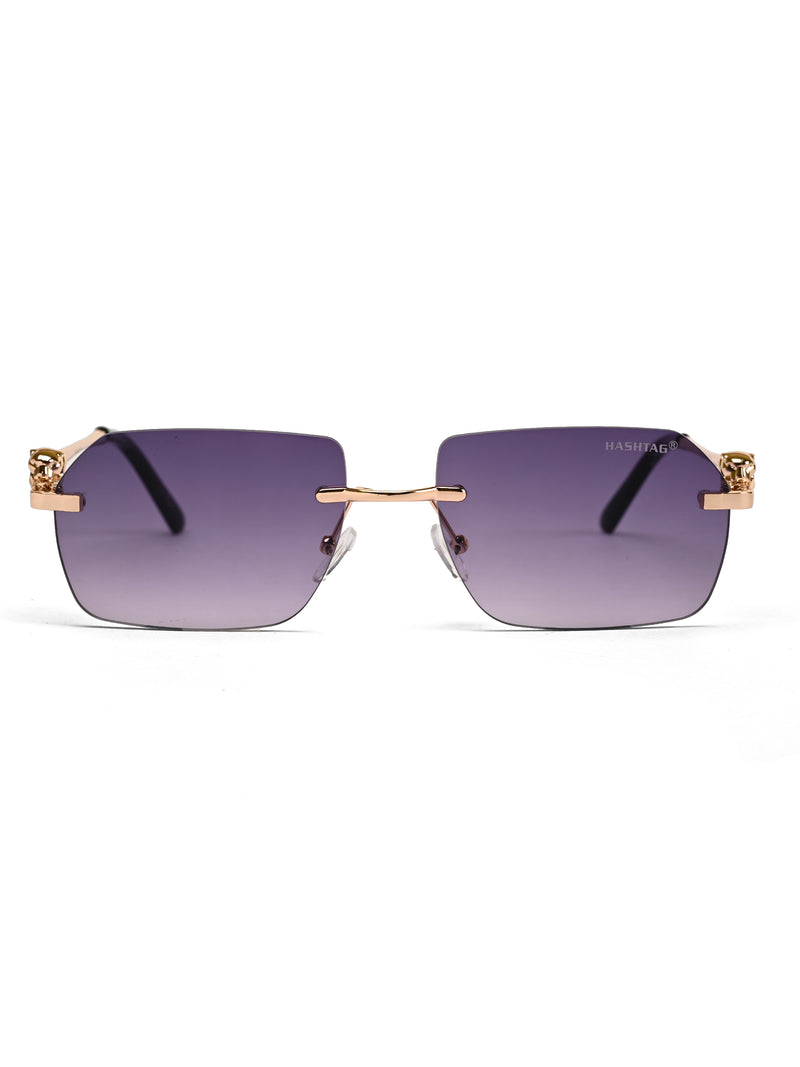 Panthera | Gradient Purple Medium Rim Less RECTANGLE Sunglasses for Men & Women [UV-protected]