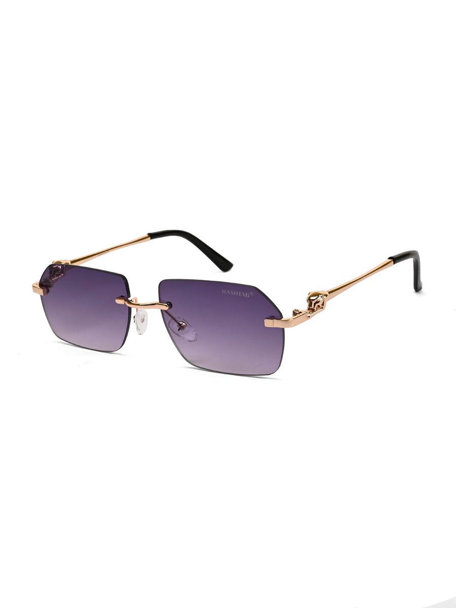 Panthera | Gradient Purple Medium Rim Less RECTANGLE Sunglasses for Men & Women [UV-protected]
