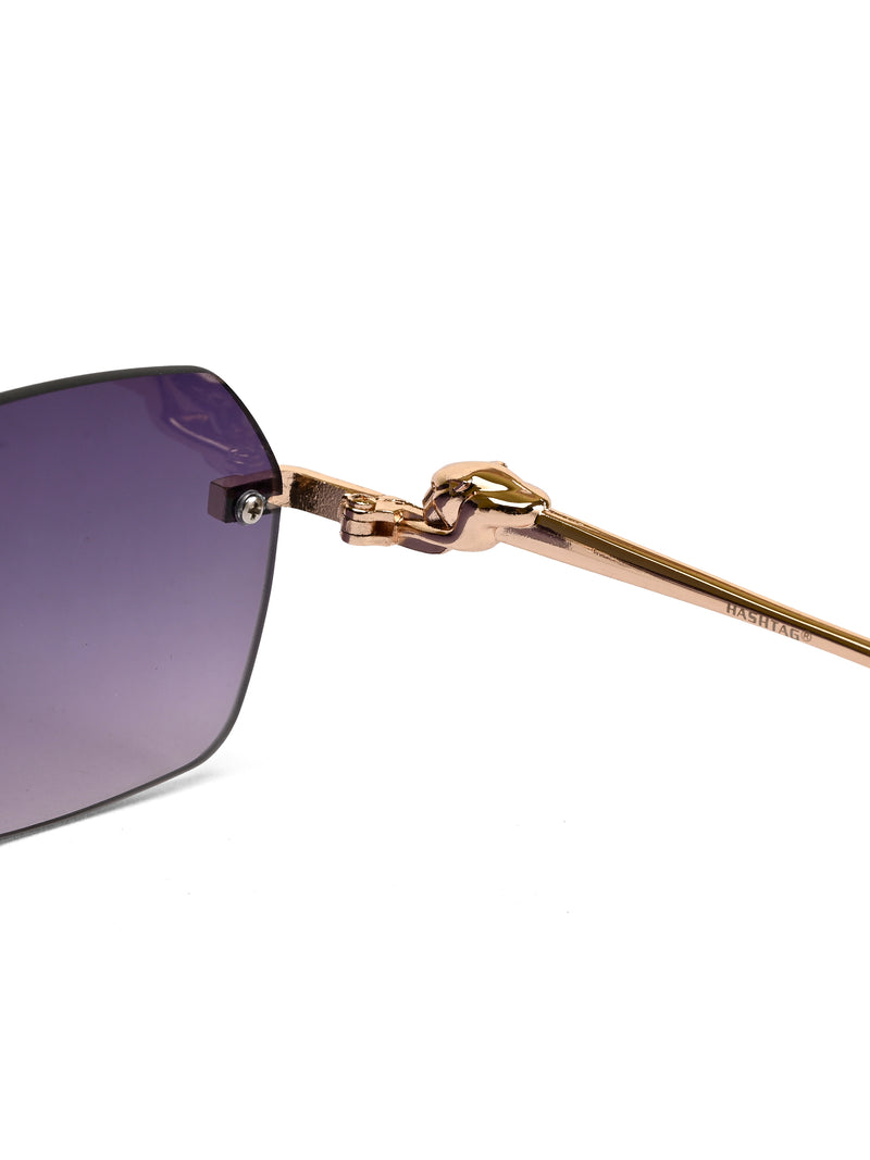 Panthera | Gradient Purple Medium Rim Less RECTANGLE Sunglasses for Men & Women [UV-protected]
