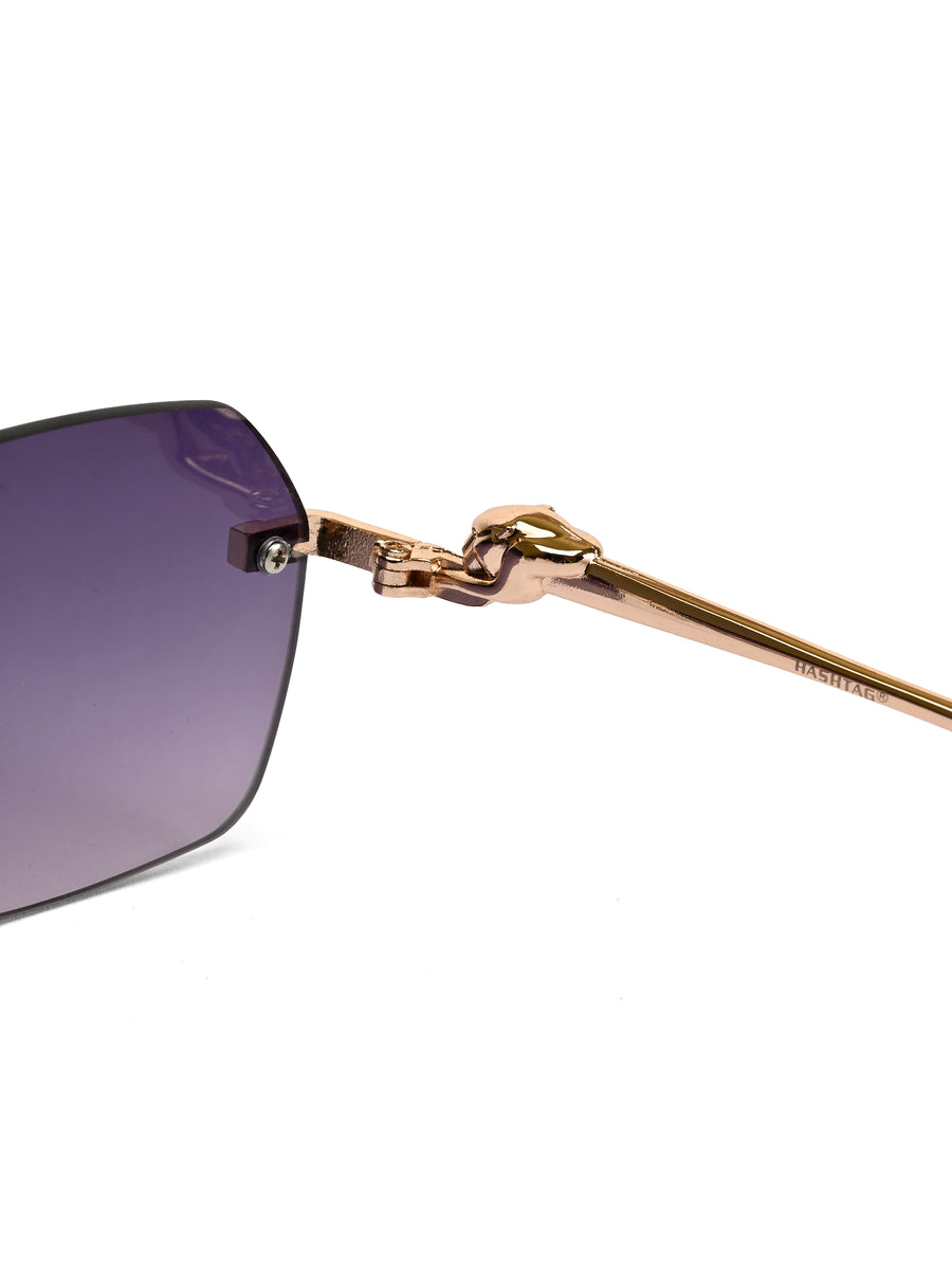Panther | Gradient Purple Medium Rim Less RECTANGLE Sunglasses for Men & Women [UV-protected]