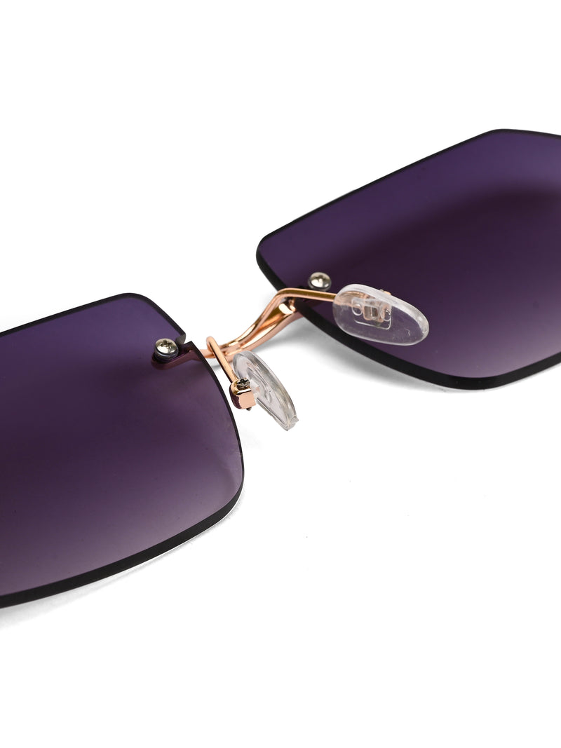 Panthera | Gradient Purple Medium Rim Less RECTANGLE Sunglasses for Men & Women [UV-protected]