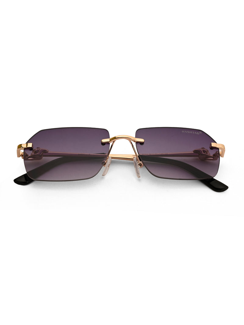 Panthera | Gradient Purple Medium Rim Less RECTANGLE Sunglasses for Men & Women [UV-protected]