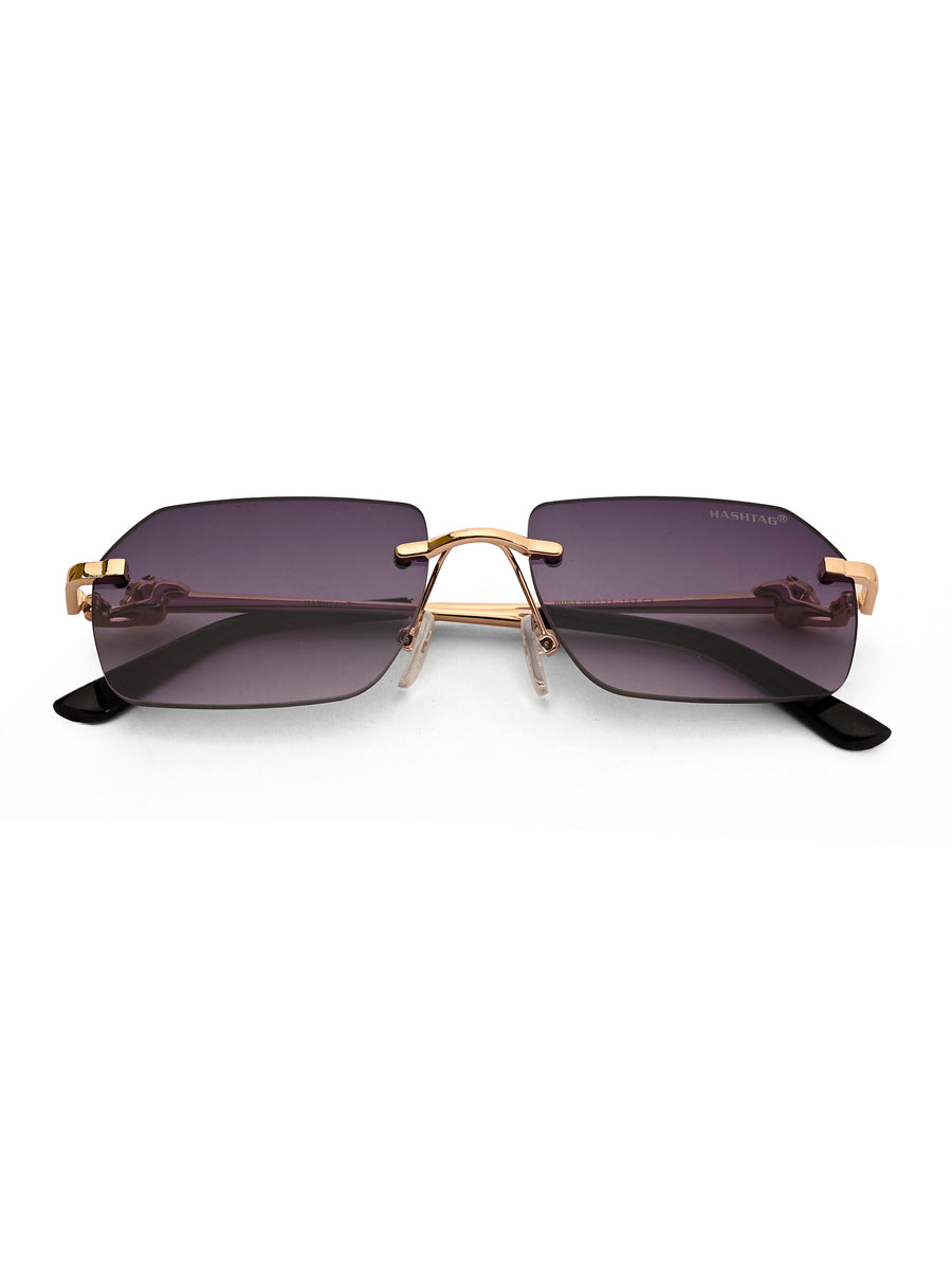 Panther | Gradient Purple Medium Rim Less RECTANGLE Sunglasses for Men & Women [UV-protected]