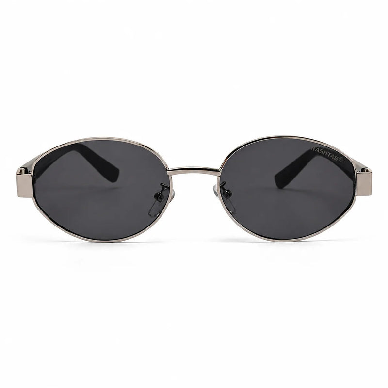 Urbanite | Silver Medium Full Rim Oval Sunglasses for Women [UV-protected]