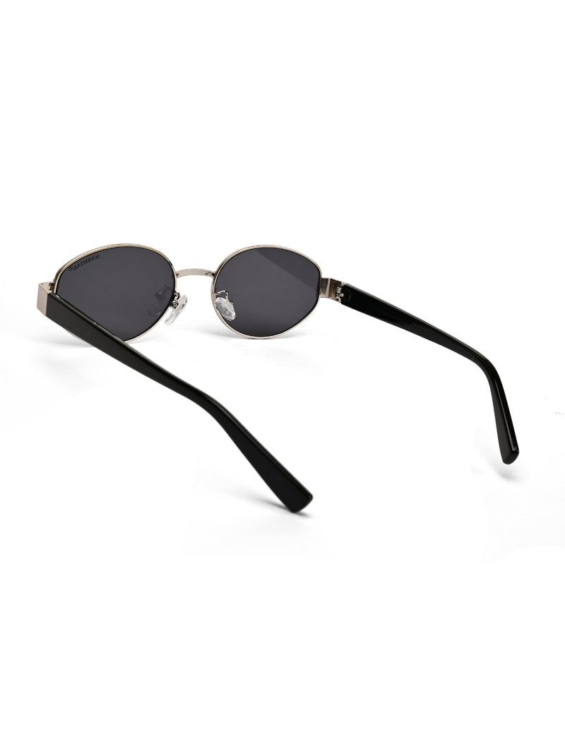 Urbanite | Silver Medium Full Rim Oval Sunglasses for Women [UV-protected]