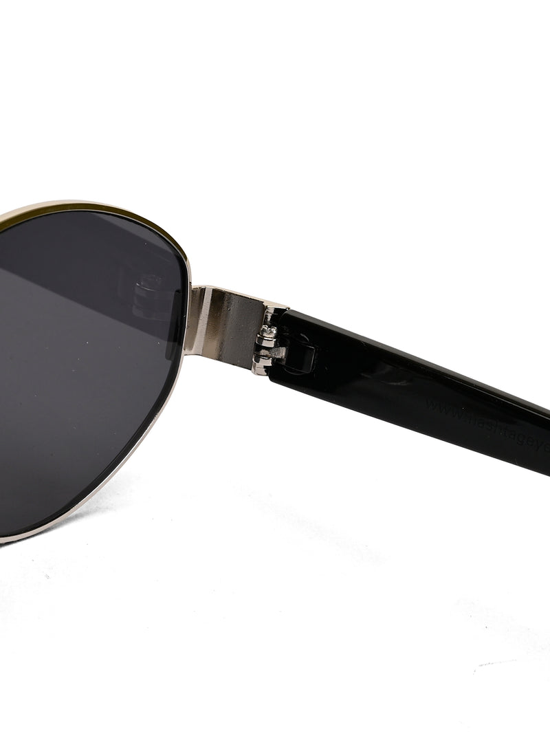 Urbanite | Silver Medium Full Rim Oval Sunglasses for Women [UV-protected]
