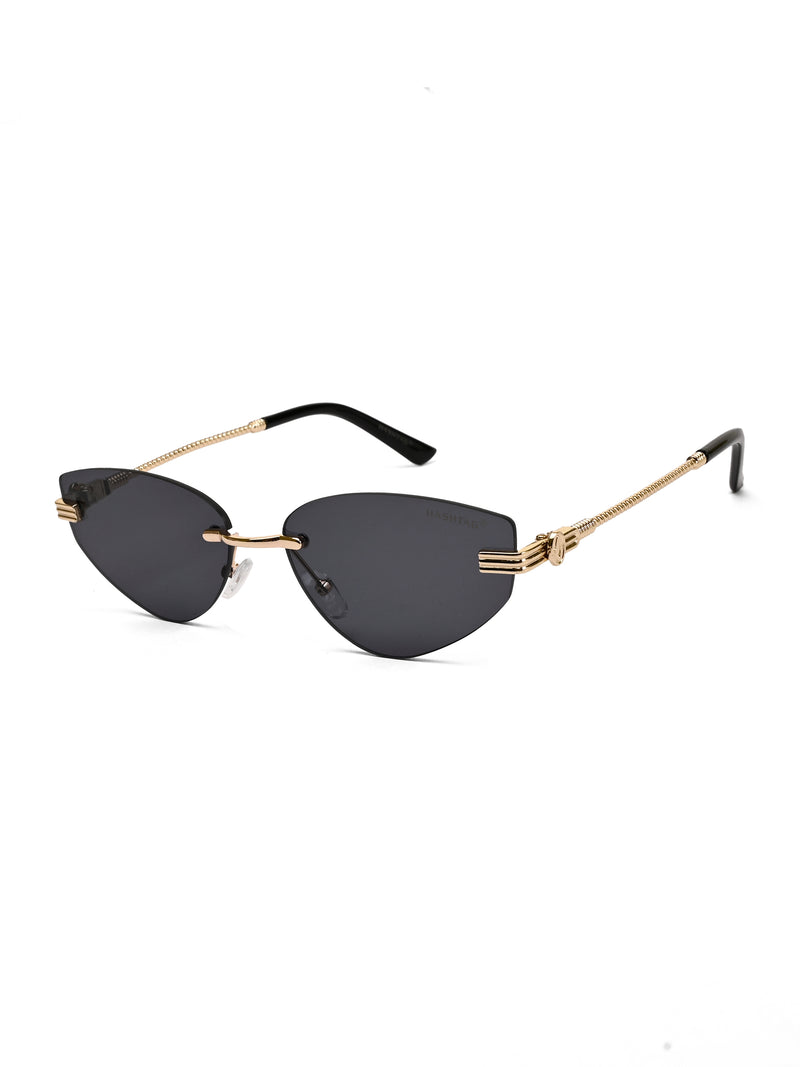 Glimmer | Black Medium Rim Less Oval Sunglasses for Men & Women [UV-protected]