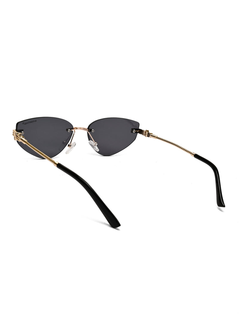 Glimmer | Black Medium Rim Less Oval Sunglasses for Men & Women [UV-protected]