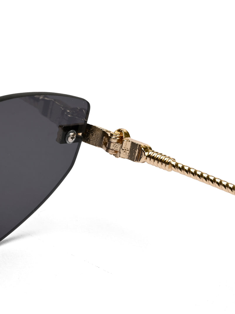 Glimmer | Black Medium Rim Less Oval Sunglasses for Men & Women [UV-protected]