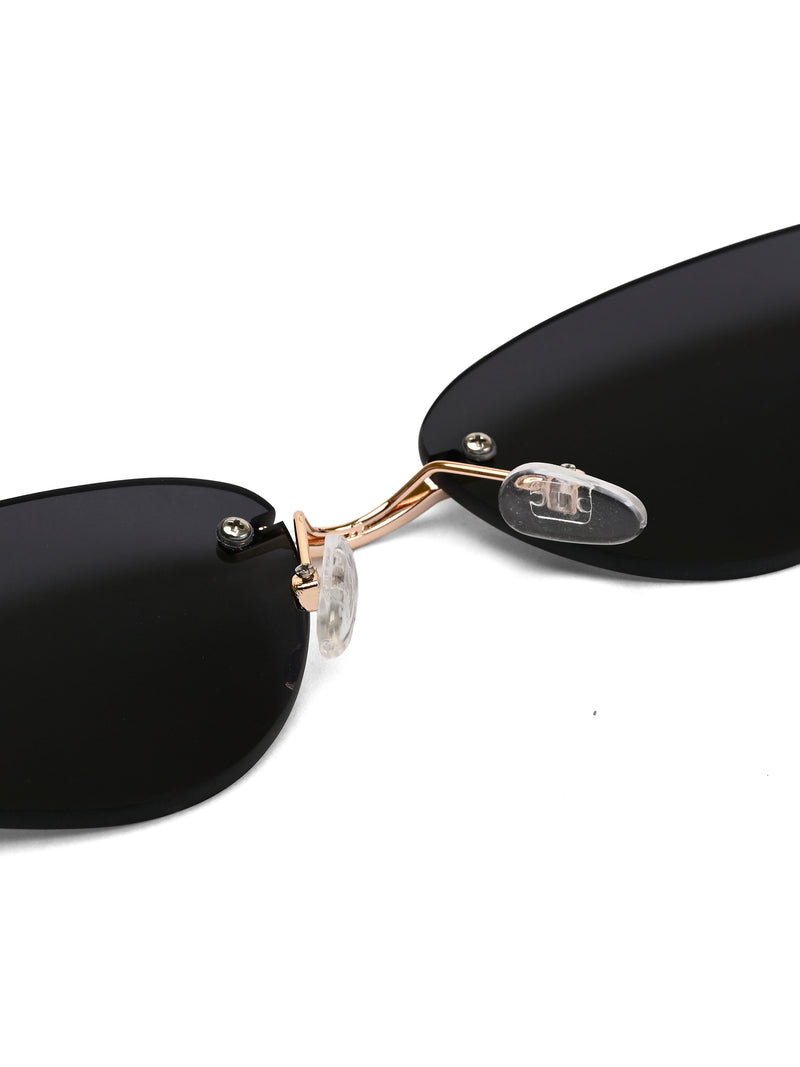 Glimmer | Black Medium Rim Less Oval Sunglasses for Men & Women [UV-protected]