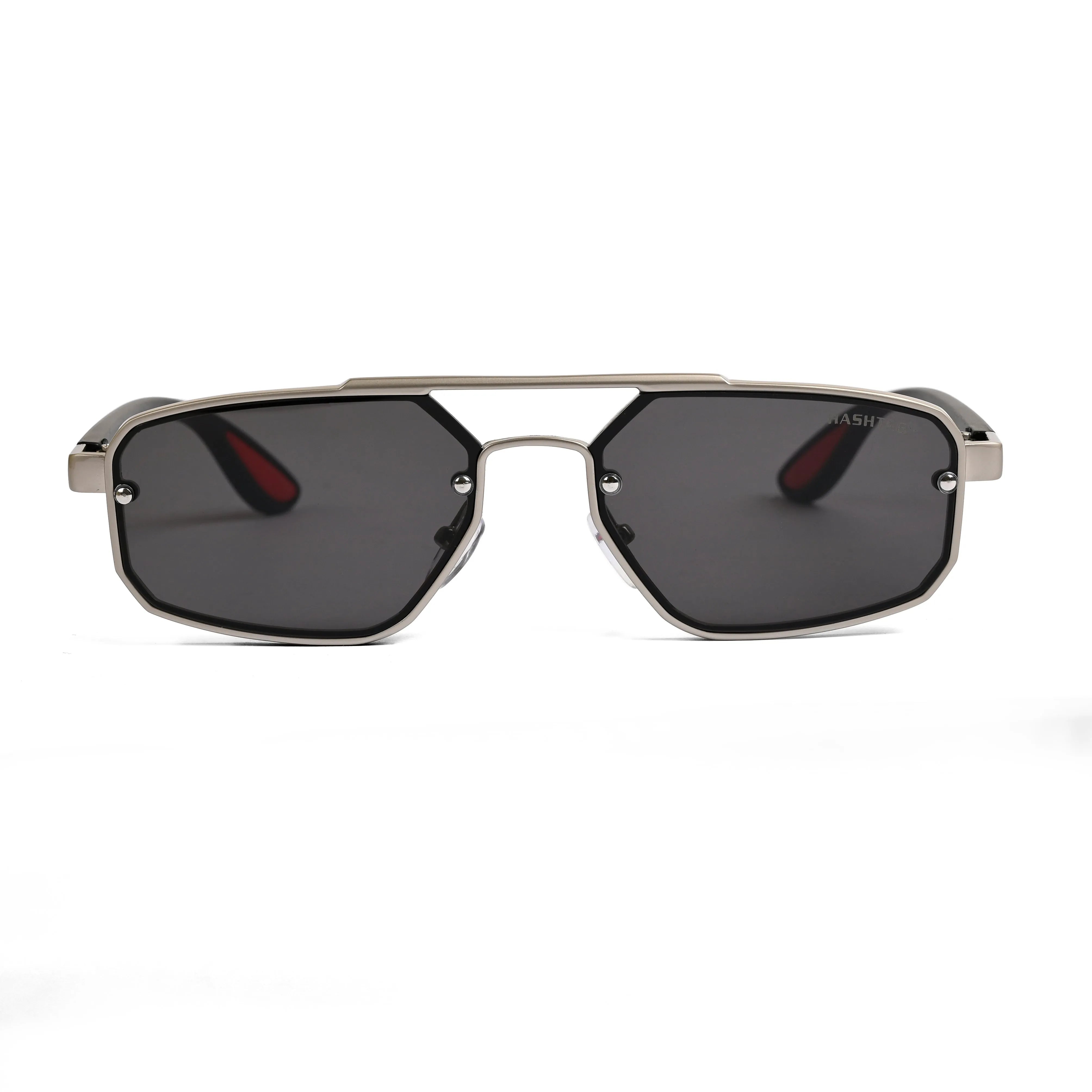 Shadron | Silver Medium Full Rim RECTANGLE Sunglasses for Men [UV-protected]