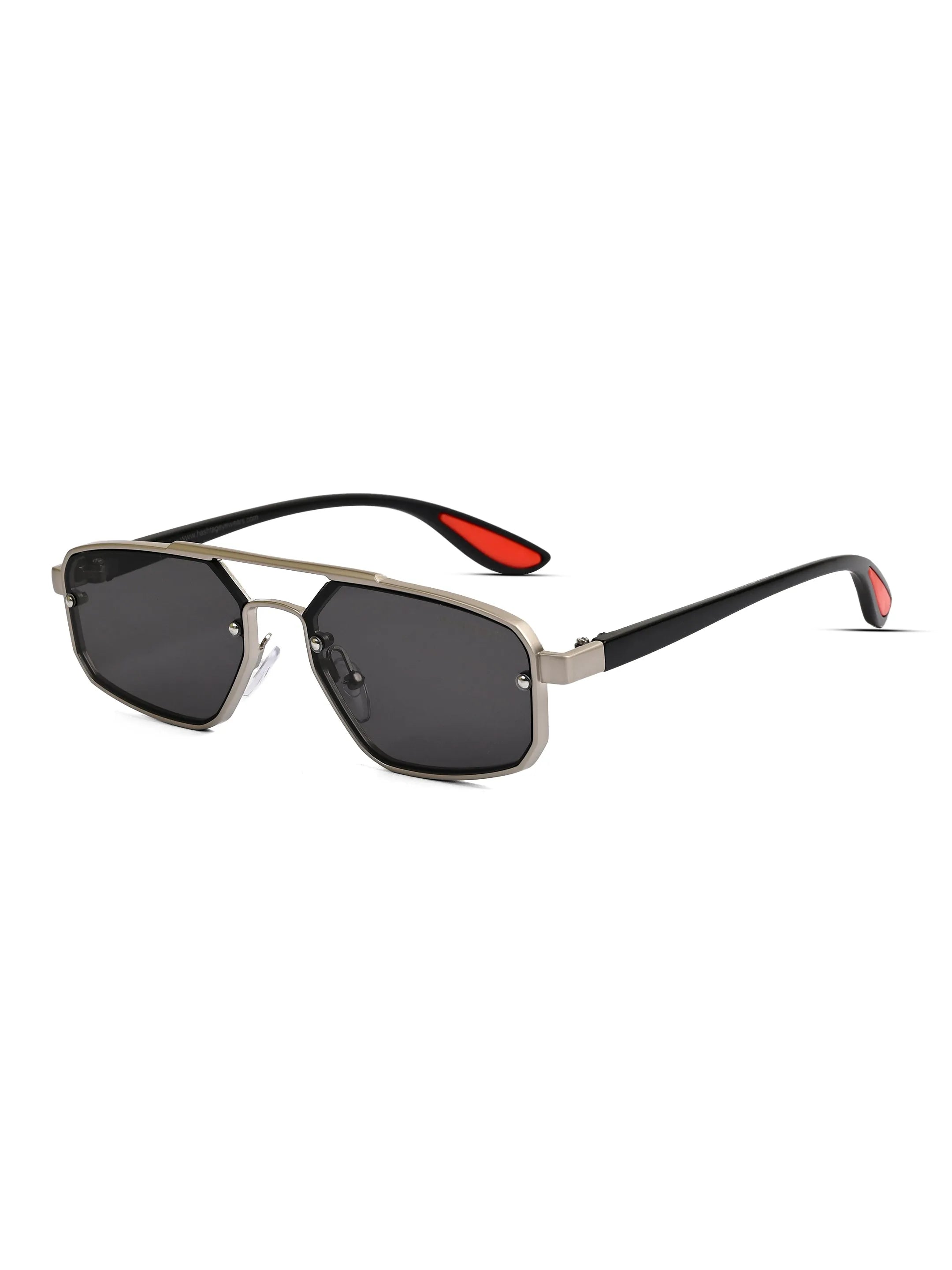 Shadron | Silver Medium Full Rim RECTANGLE Sunglasses for Men [UV-protected]