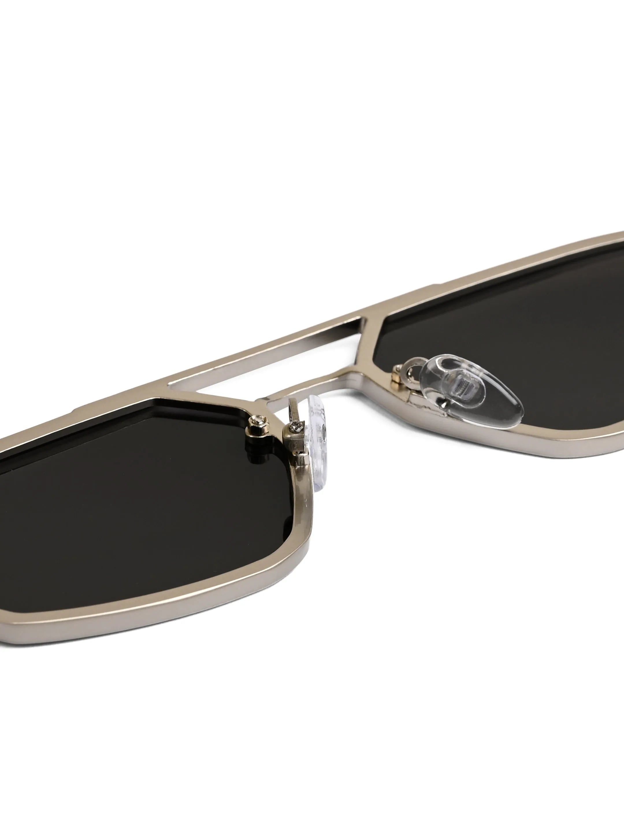 Shadron | Silver Medium Full Rim RECTANGLE Sunglasses for Men [UV-protected]