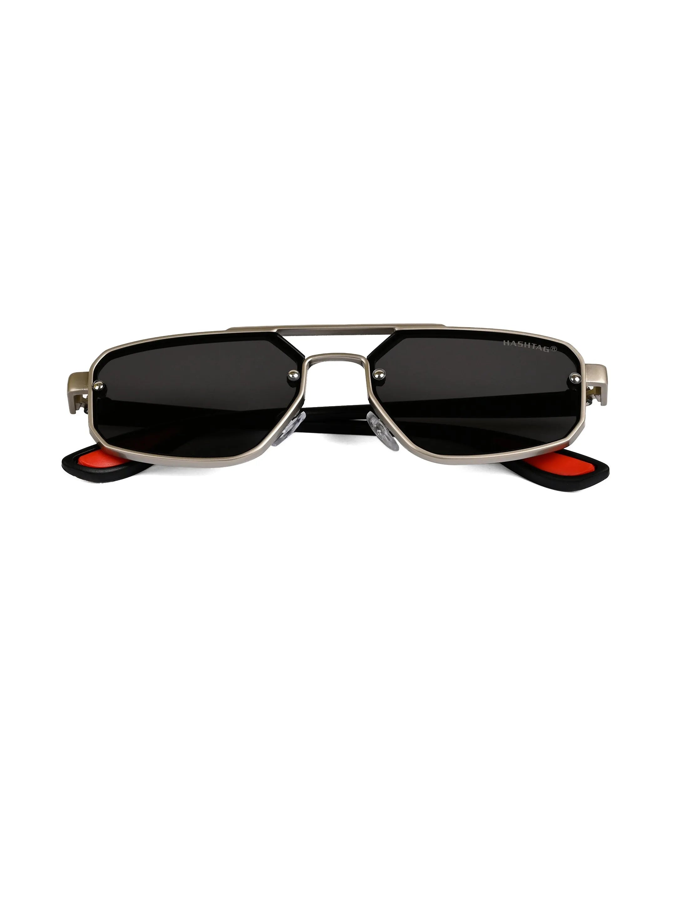 Shadron | Silver Medium Full Rim RECTANGLE Sunglasses for Men [UV-protected]