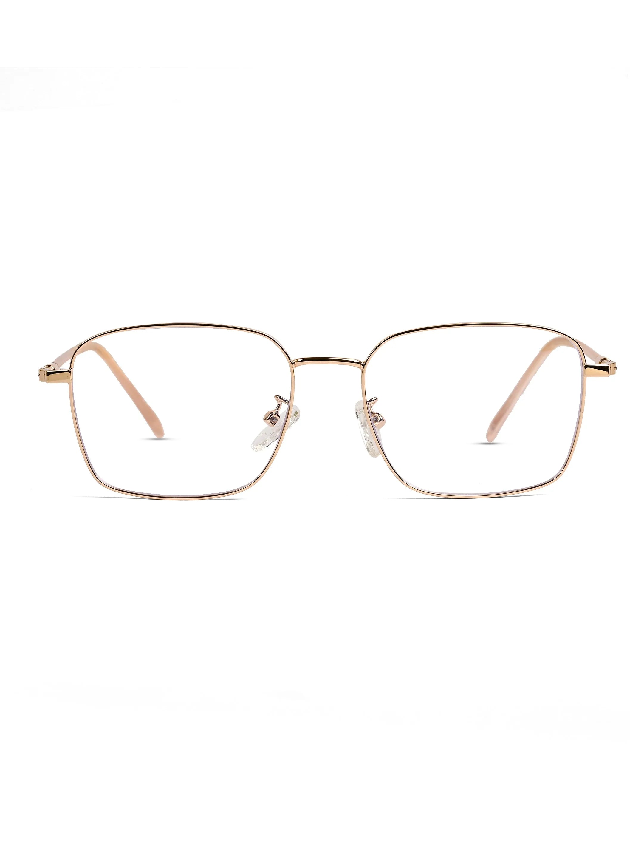 Fyrion | Golden Medium Full Rim RECTANGLE Computer Glasses for Men & Women [Blue Block]