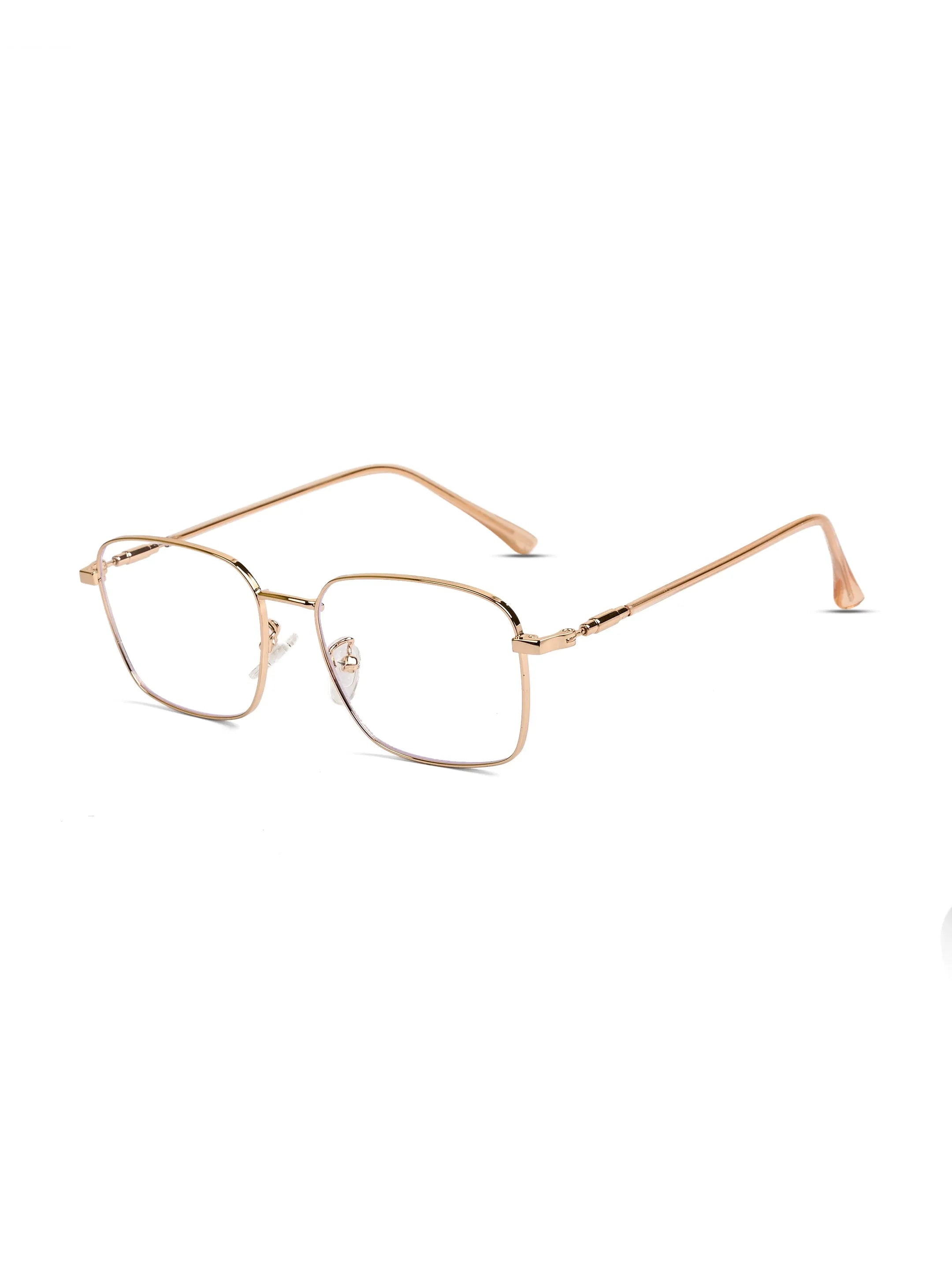 Fyrion | Golden Medium Full Rim RECTANGLE Computer Glasses for Men & Women [Blue Block]