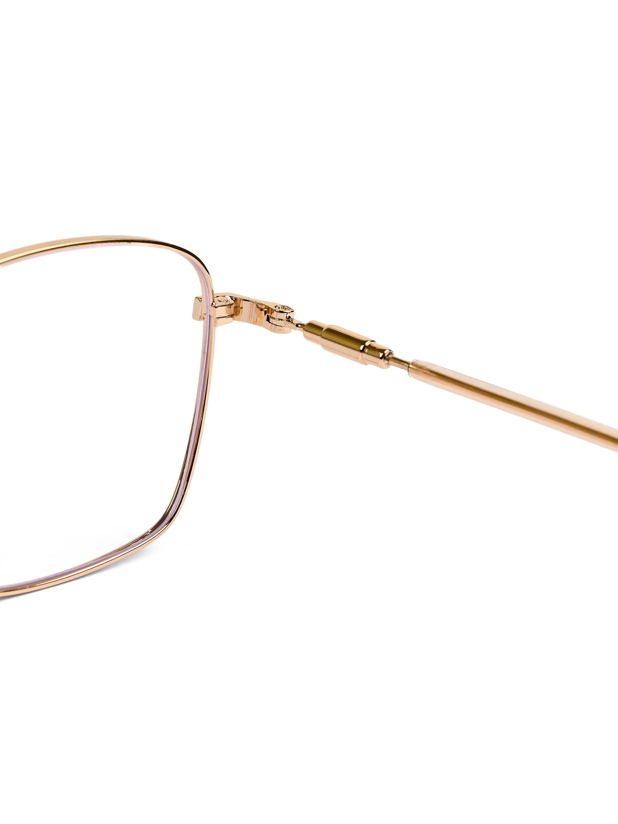 Fyrion | Golden Medium Full Rim RECTANGLE Computer Glasses for Men & Women [Blue Block]