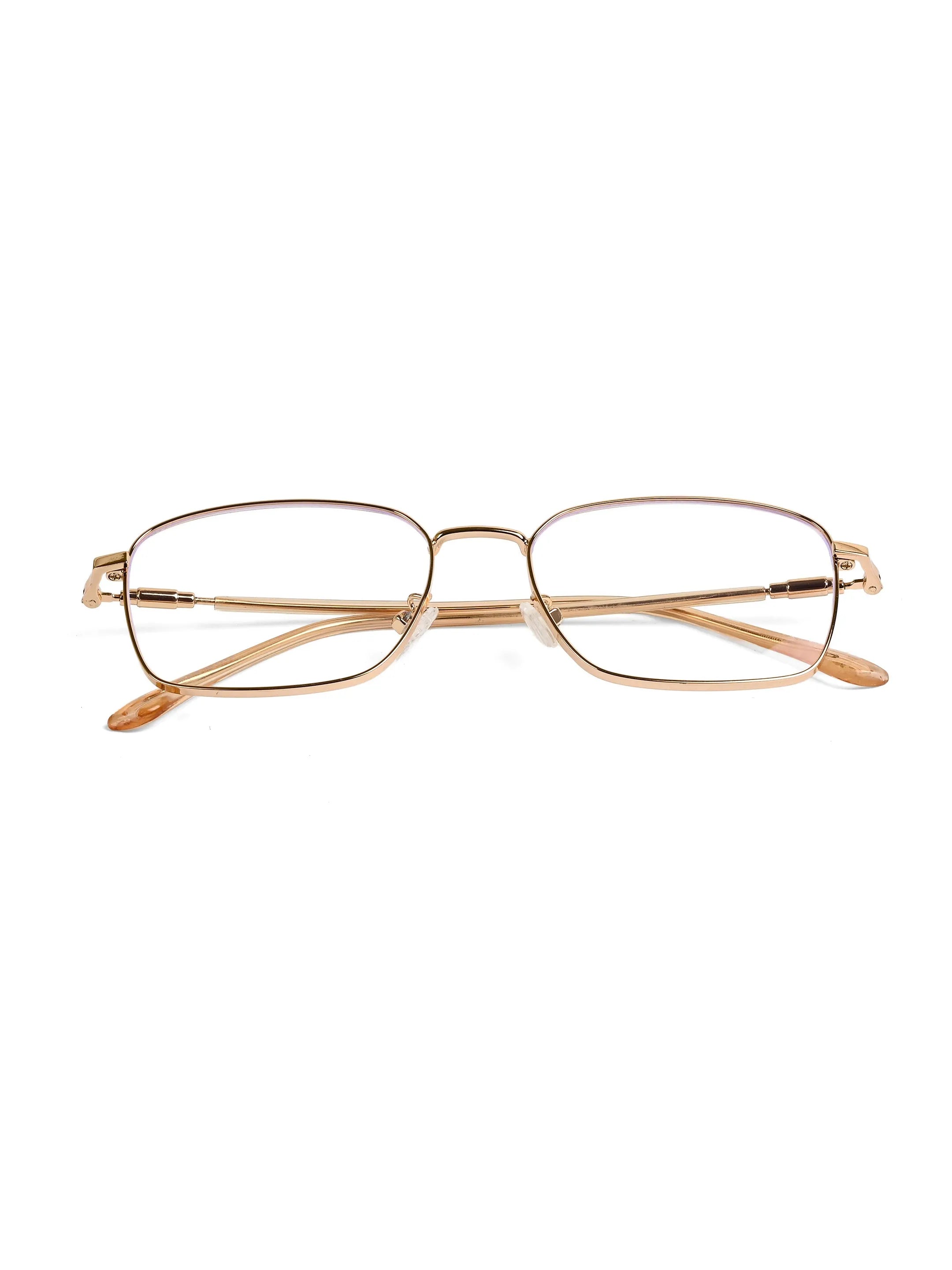 Fyrion | Golden Medium Full Rim RECTANGLE Computer Glasses for Men & Women [Blue Block]