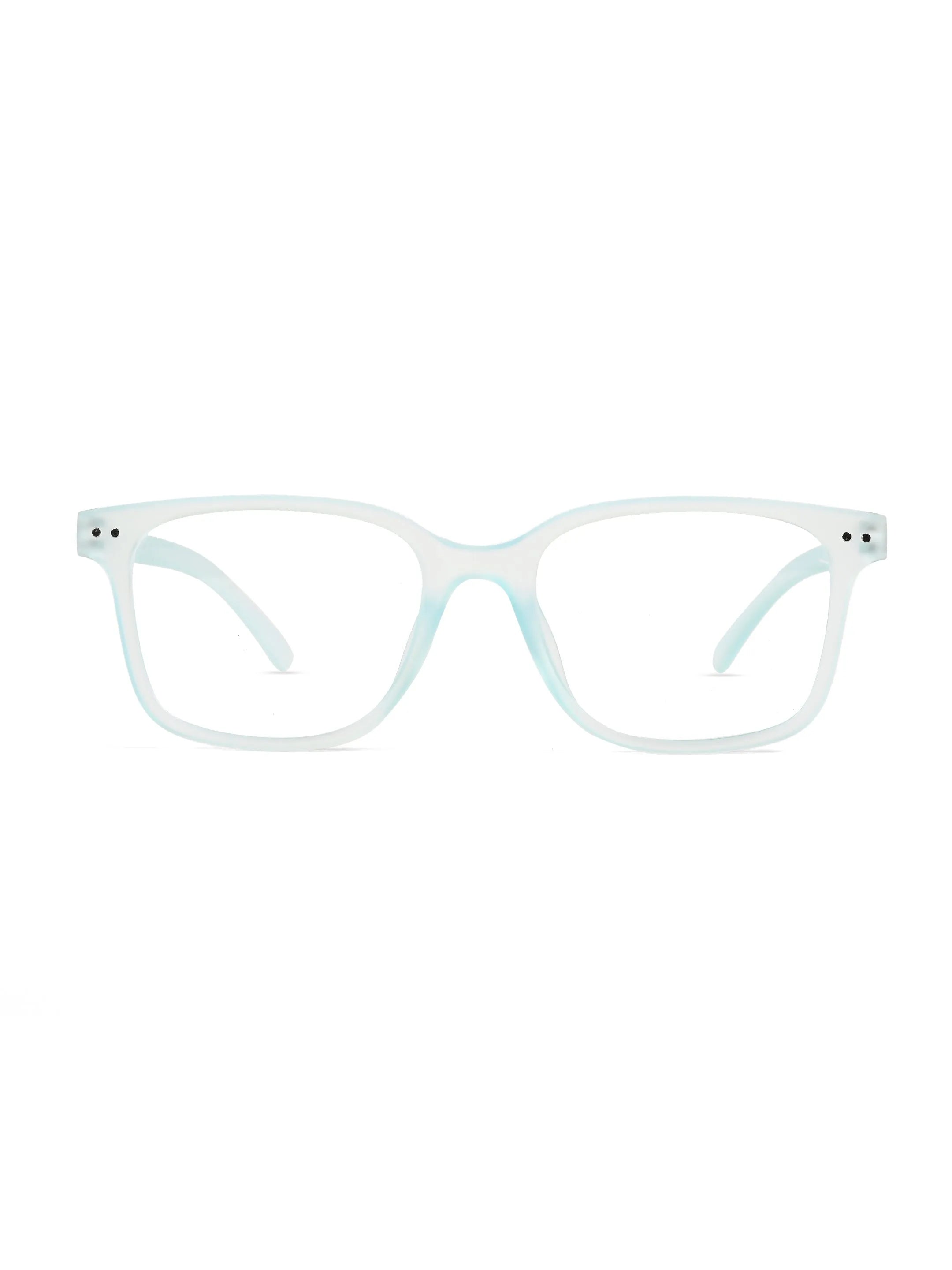 NexEye | Transparent Light Skyblue Medium Full Rim RECTANGLE Computer Glasses for Men & Women [Blue Block]