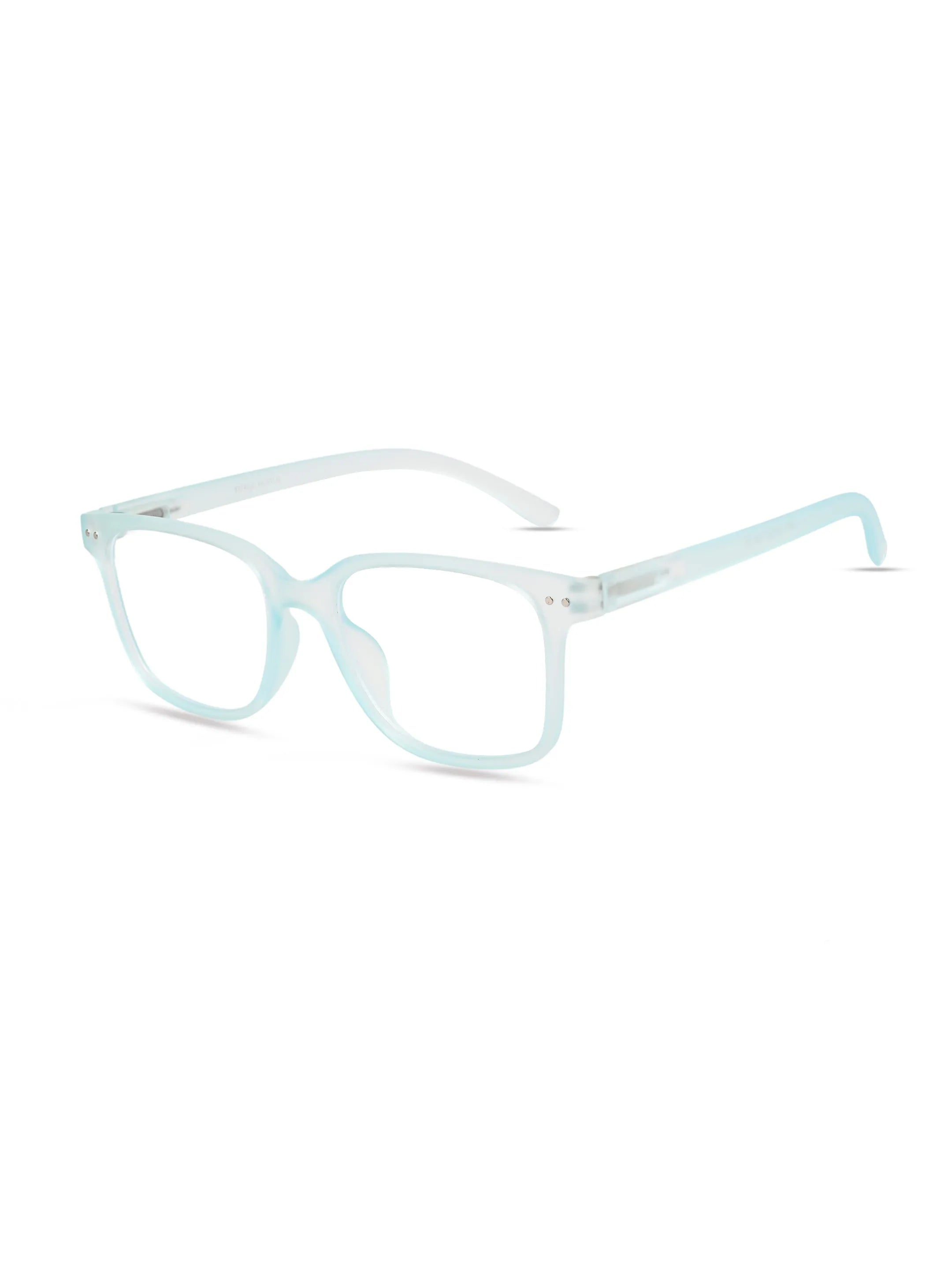 NexEye | Transparent Light Skyblue Medium Full Rim RECTANGLE Computer Glasses for Men & Women [Blue Block]