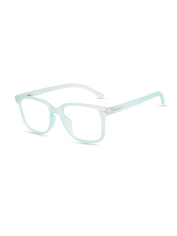 NexEye | Transparent Light Skyblue Medium Full Rim RECTANGLE Computer Glasses for Men & Women [Blue Block]