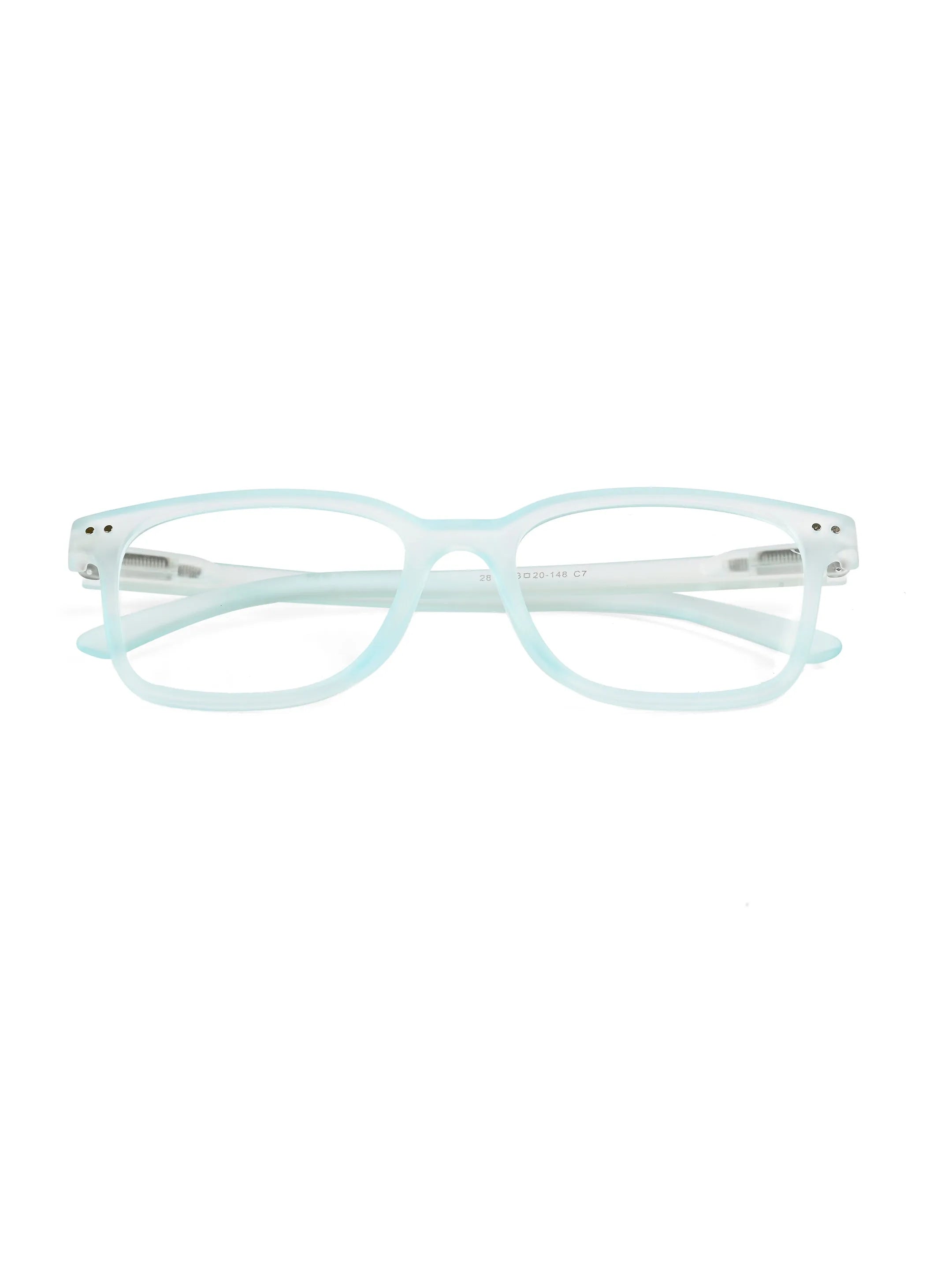 NexEye | Transparent Light Skyblue Medium Full Rim RECTANGLE Computer Glasses for Men & Women [Blue Block]