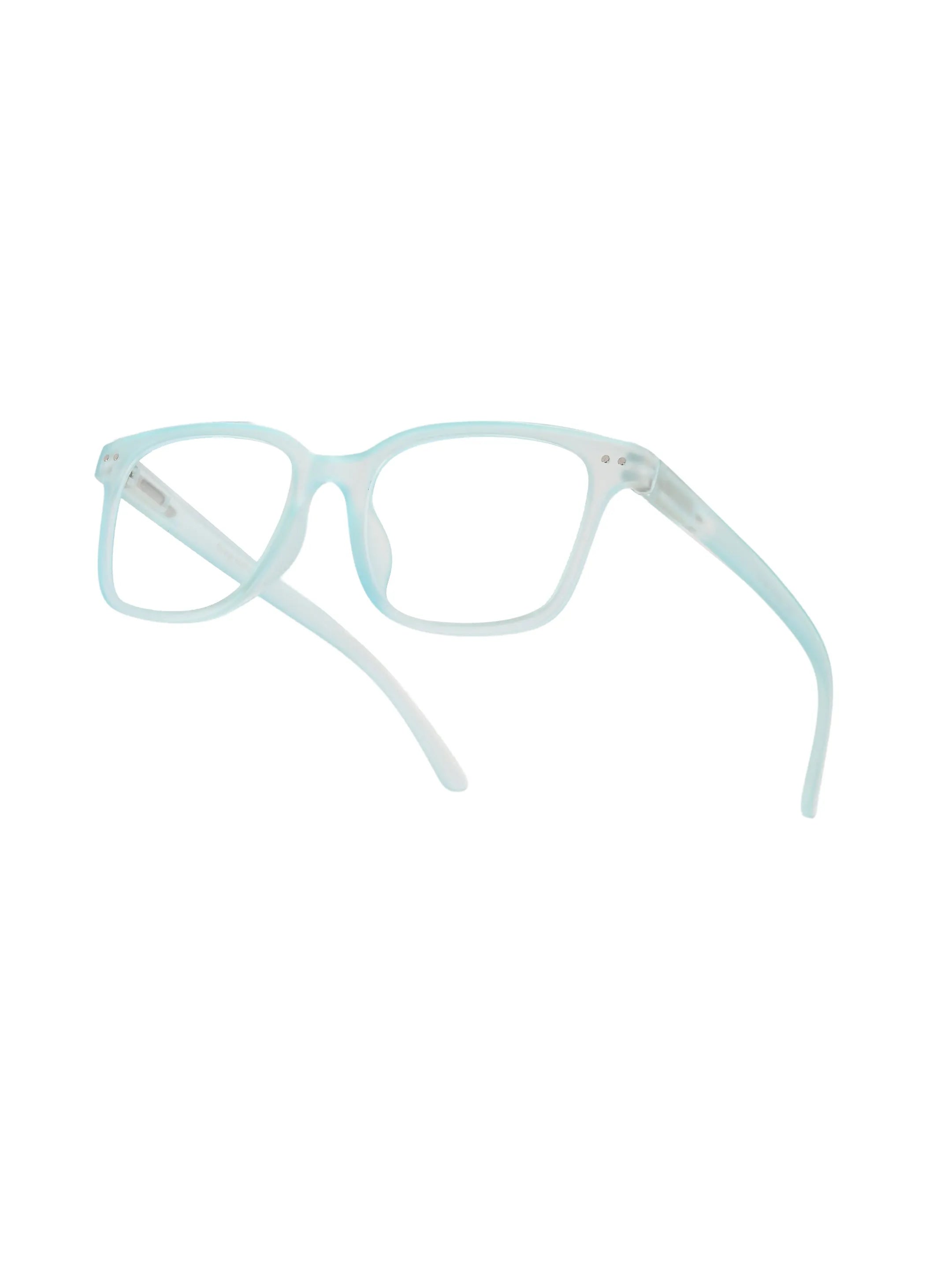 NexEye | Transparent Light Skyblue Medium Full Rim RECTANGLE Computer Glasses for Men & Women [Blue Block]
