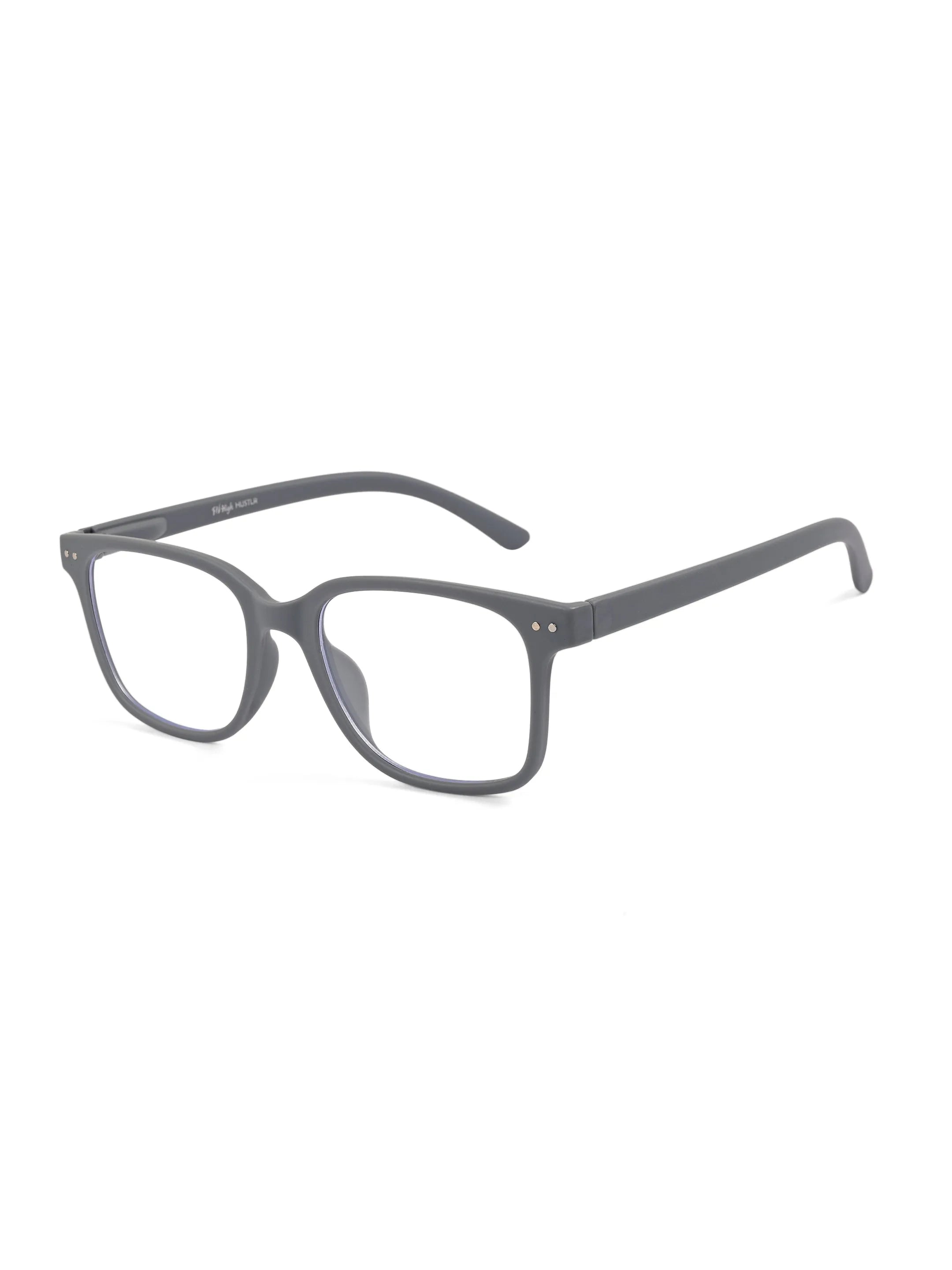 NexEye | Grey Medium Full Rim RECTANGLE Computer Glasses for Men & Women [Blue Block]