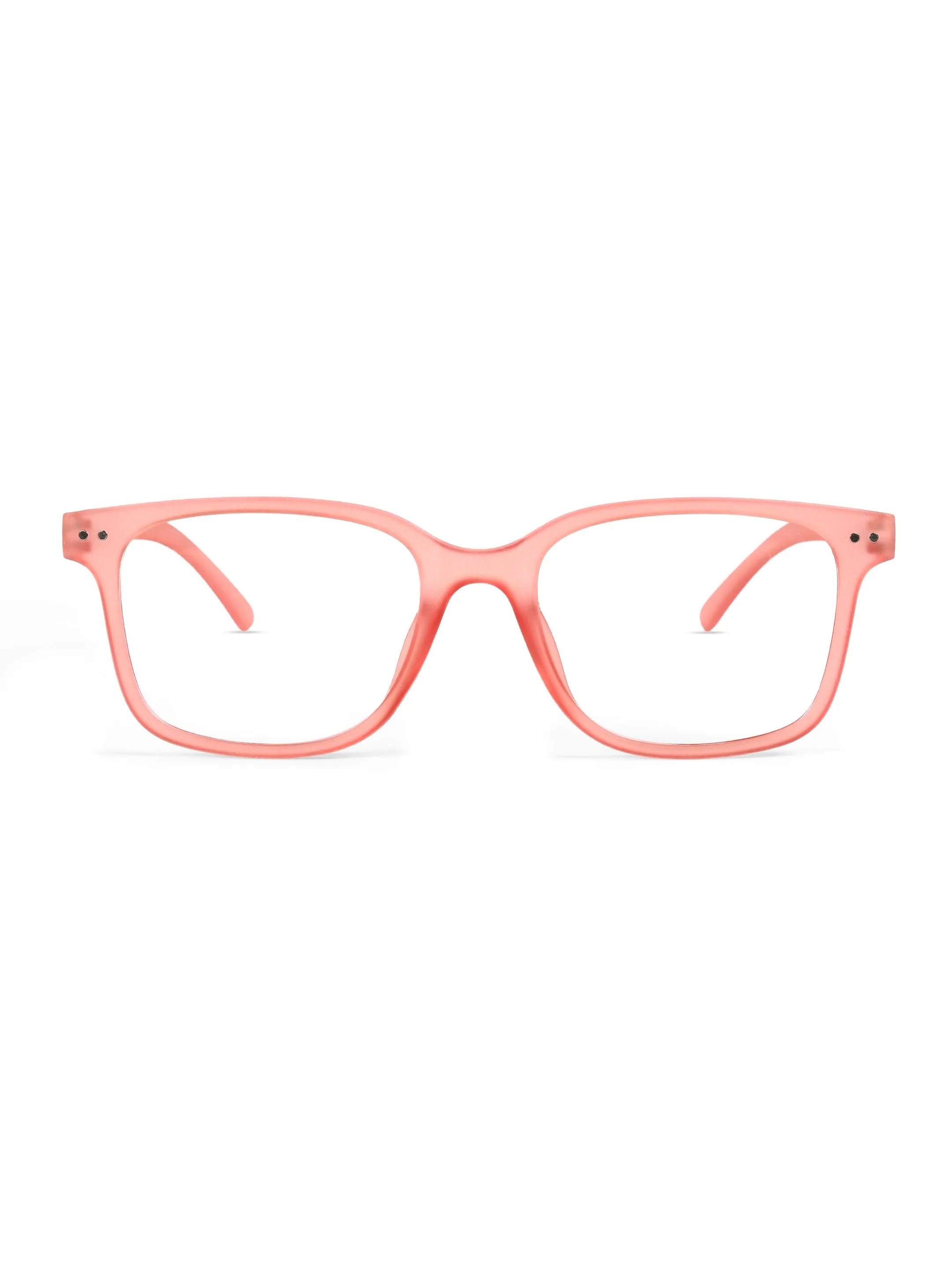 NexEye | Transparent Red Medium Full Rim RECTANGLE Computer Glasses for Men & Women [Blue Block]