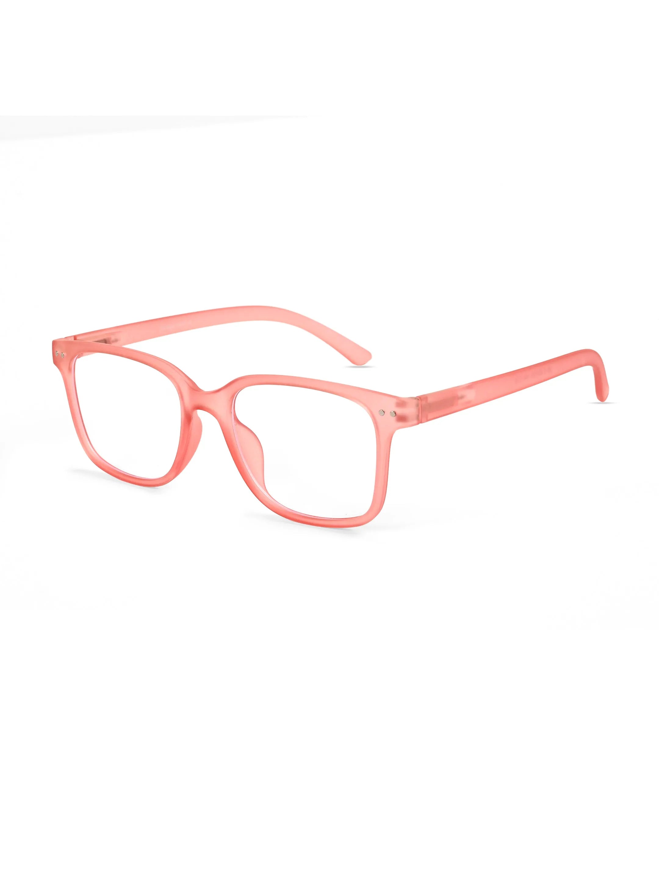 NexEye | Transparent Red Medium Full Rim RECTANGLE Computer Glasses for Men & Women [Blue Block]