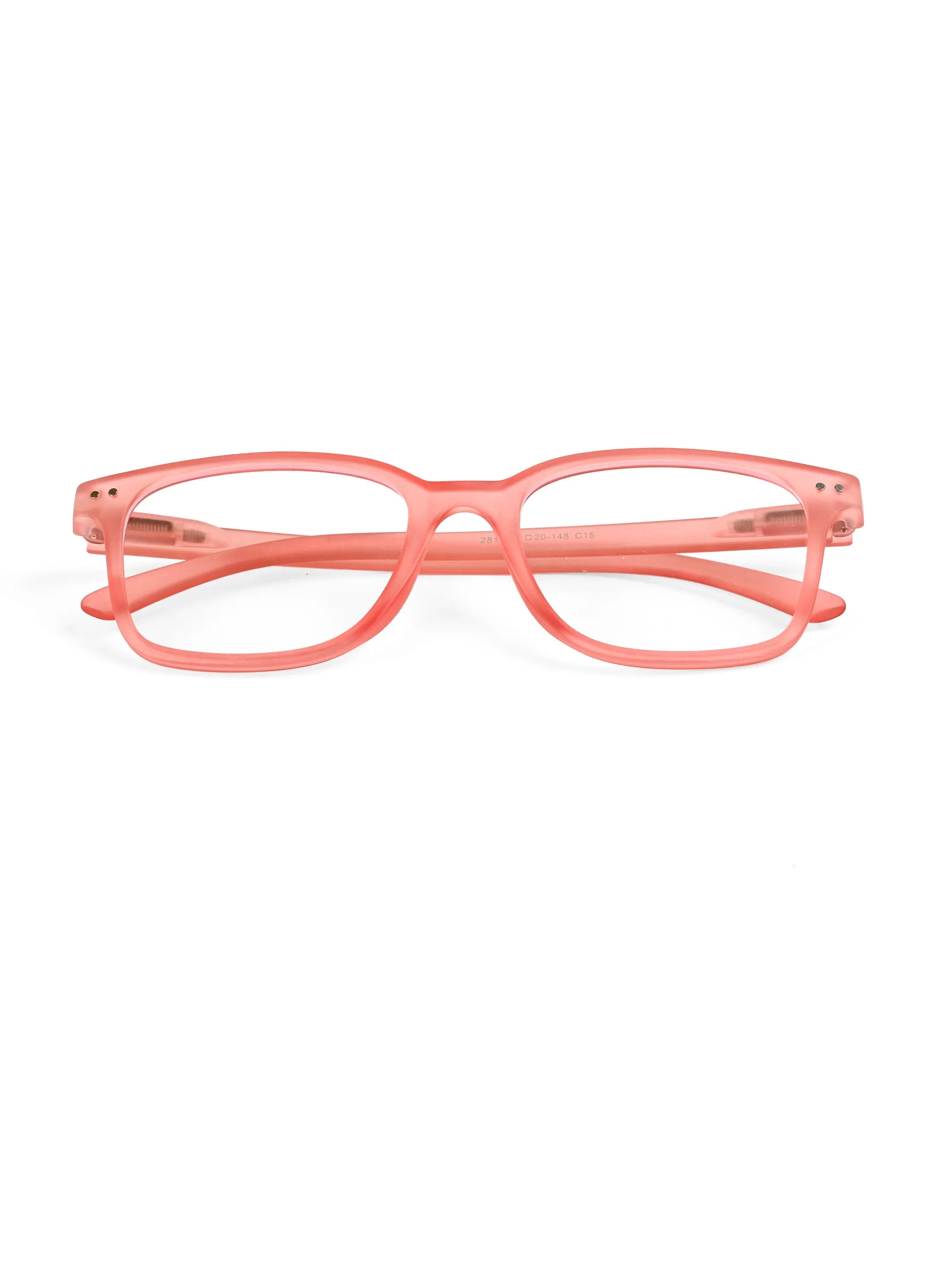 NexEye | Transparent Red Medium Full Rim RECTANGLE Computer Glasses for Men & Women [Blue Block]