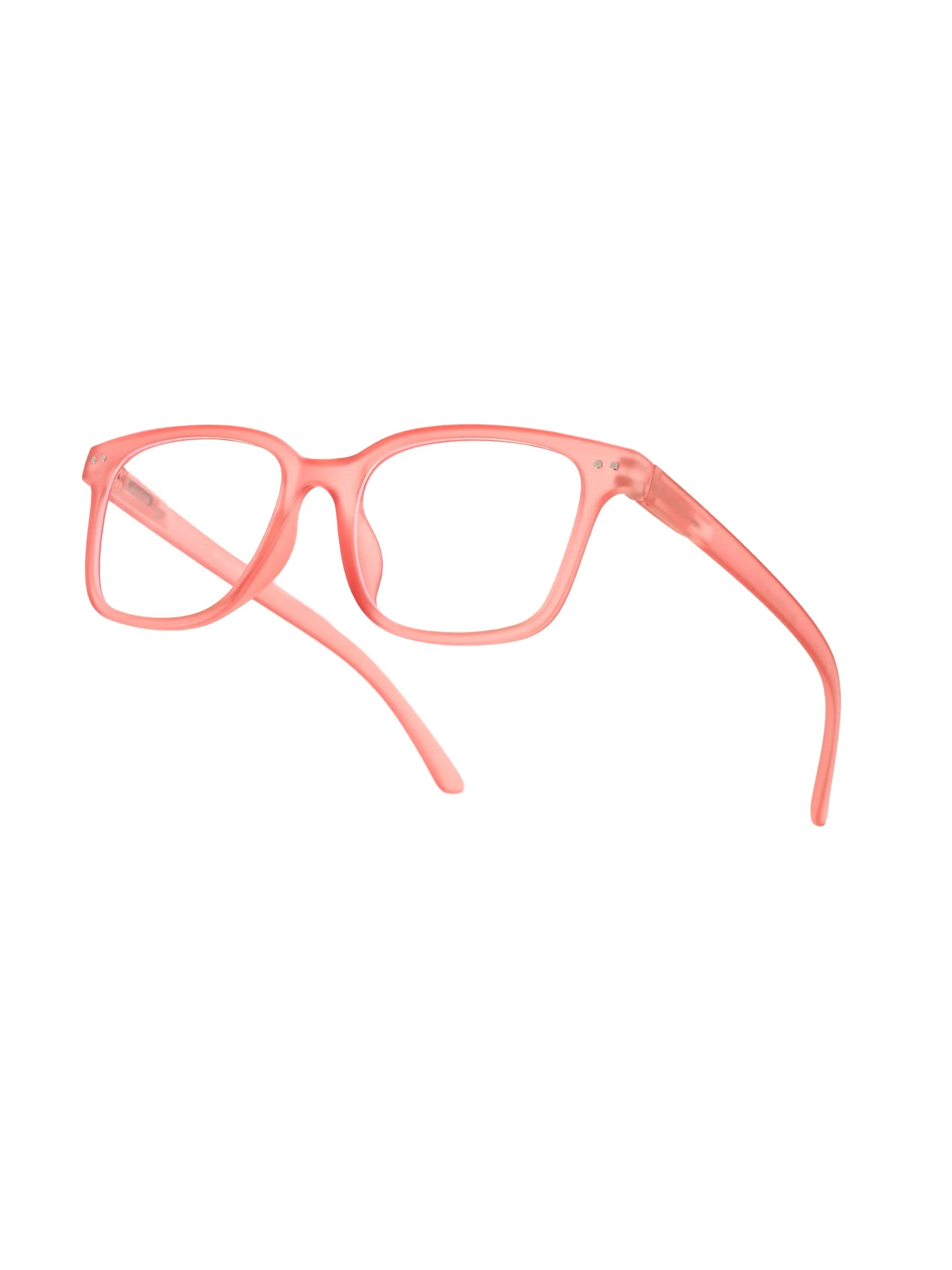NexEye | Transparent Red Medium Full Rim RECTANGLE Computer Glasses for Men & Women [Blue Block]