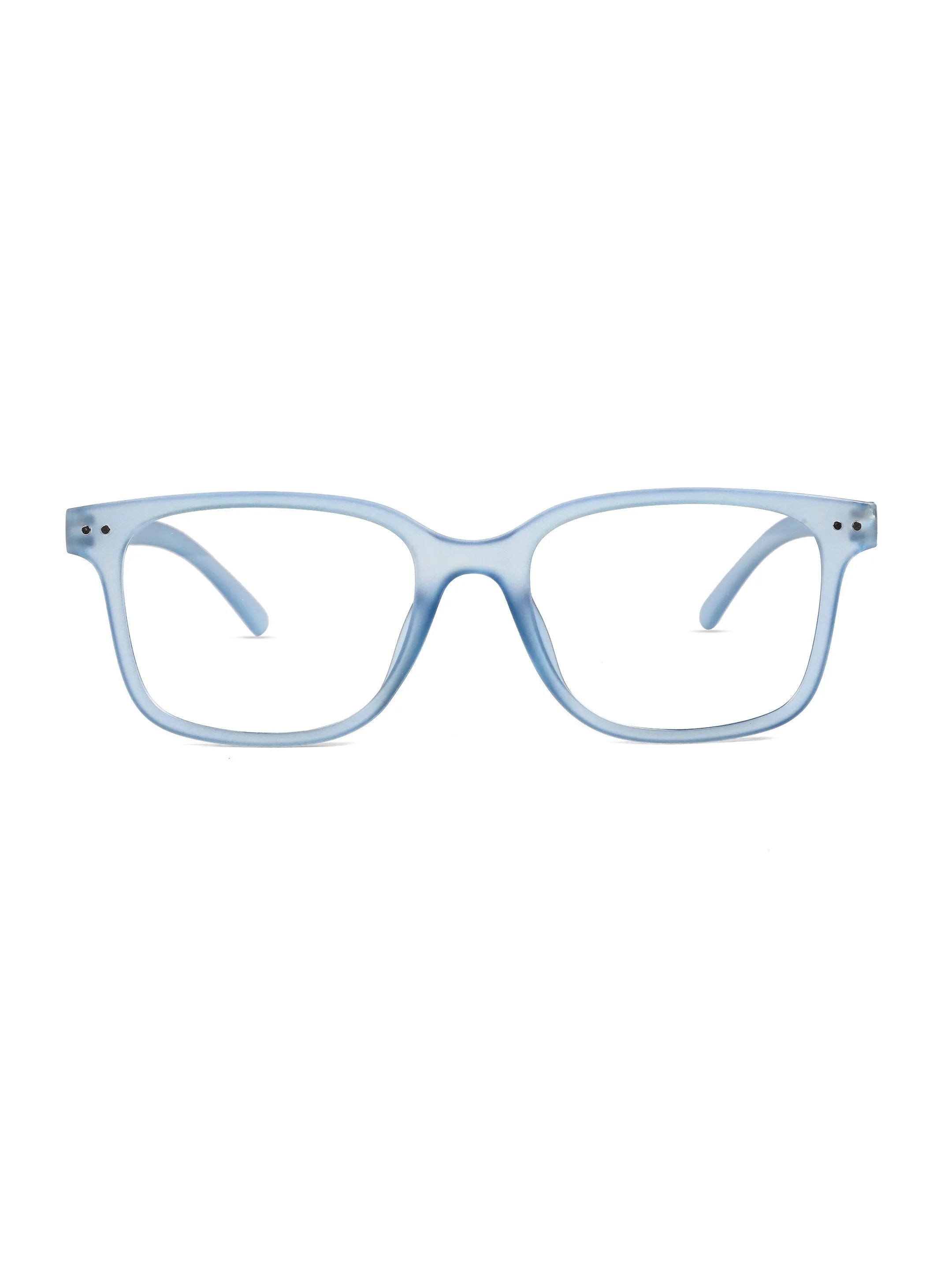 NexEye | Transparent Blue Medium Full Rim RECTANGLE Computer Glasses for Men & Women [Blue Block]