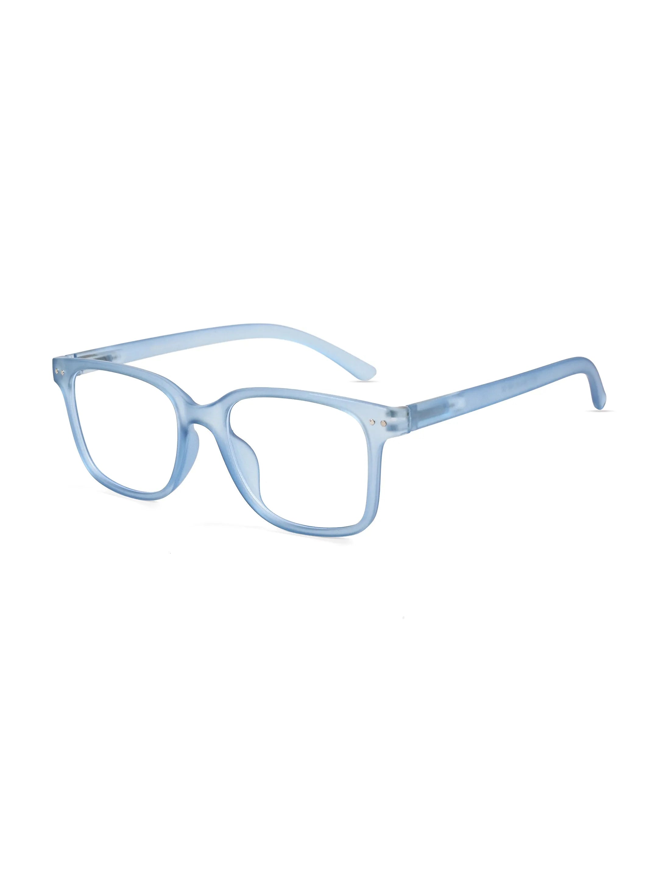 NexEye | Transparent Blue Medium Full Rim RECTANGLE Computer Glasses for Men & Women [Blue Block]