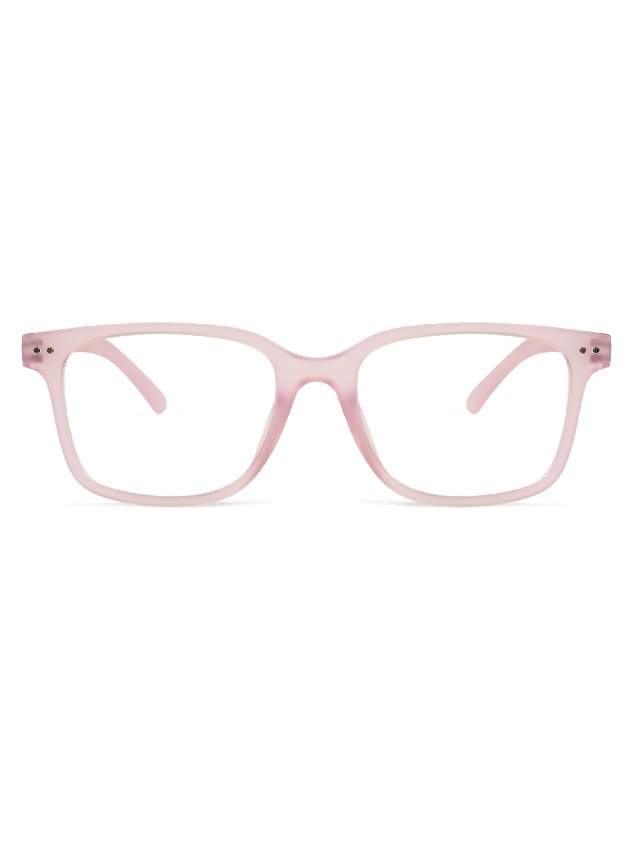 NexEye | Transparent Baby Pink Medium Full Rim RECTANGLE Computer Glasses for Men & Women [Blue Block]