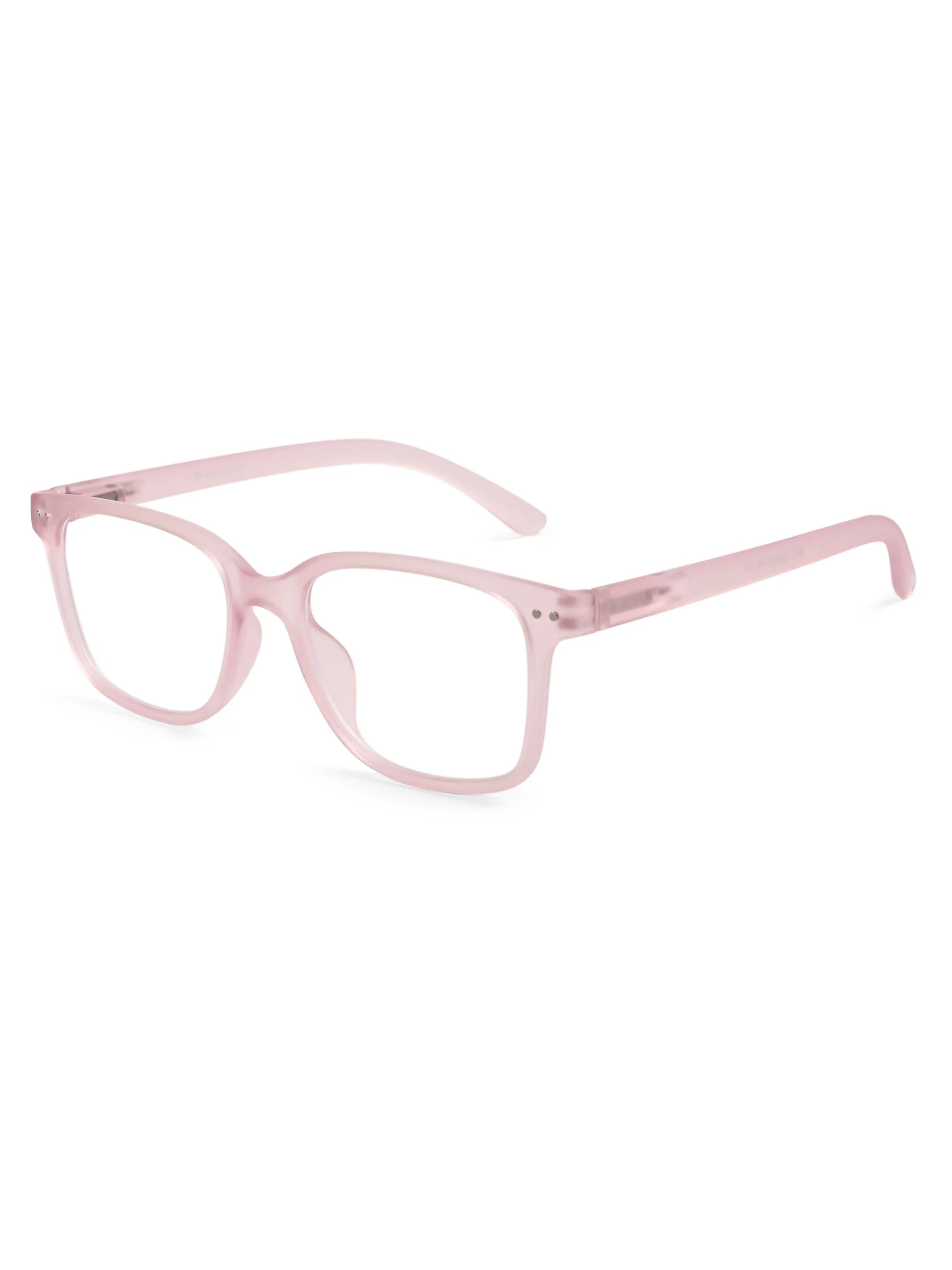 NexEye | Transparent Baby Pink Medium Full Rim RECTANGLE Computer Glasses for Men & Women [Blue Block]