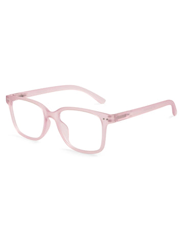 NexEye | Transparent Baby Pink Medium Full Rim RECTANGLE Computer Glasses for Men & Women [Blue Block]