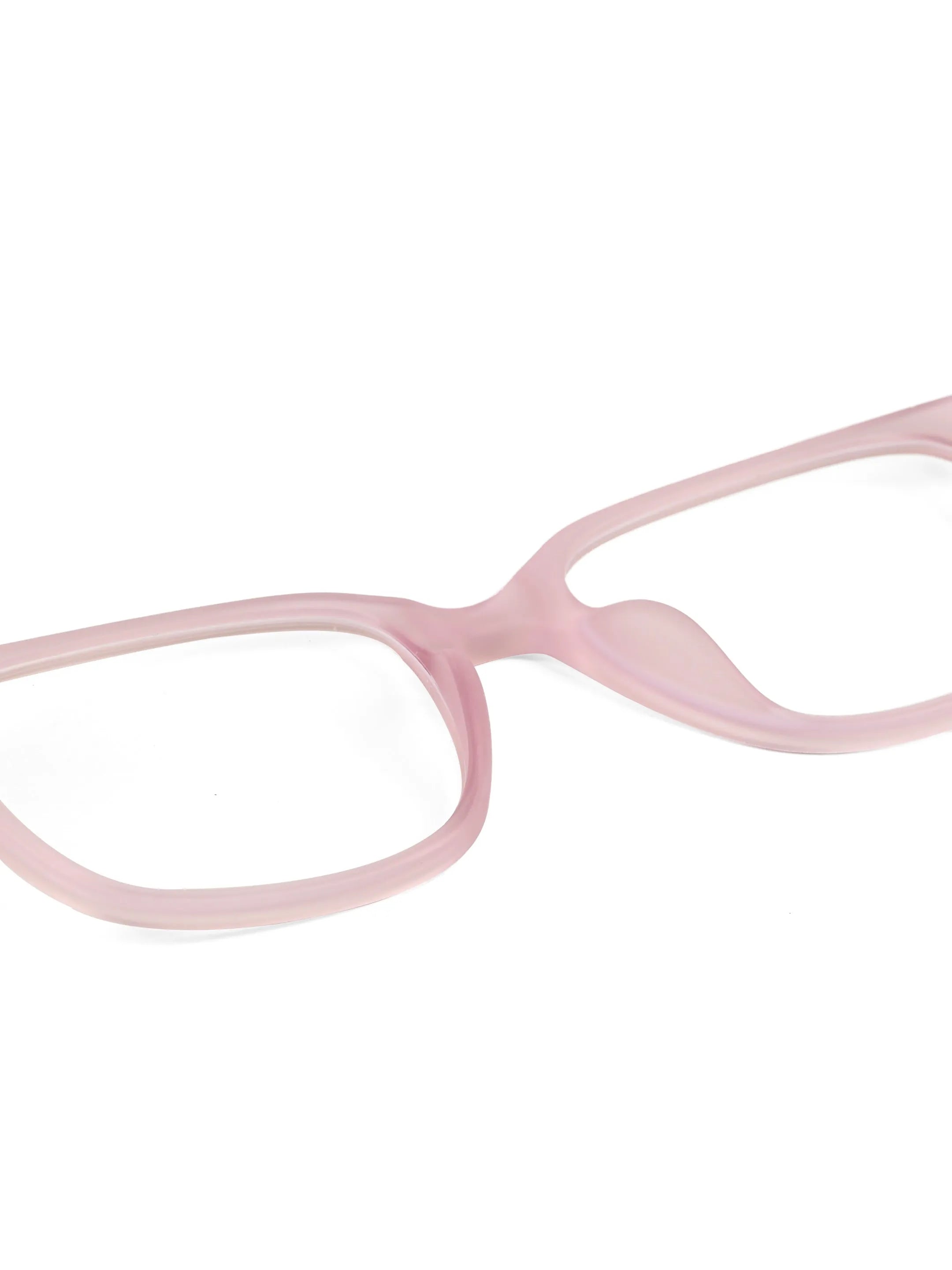 NexEye | Transparent Baby Pink Medium Full Rim RECTANGLE Computer Glasses for Men & Women [Blue Block]