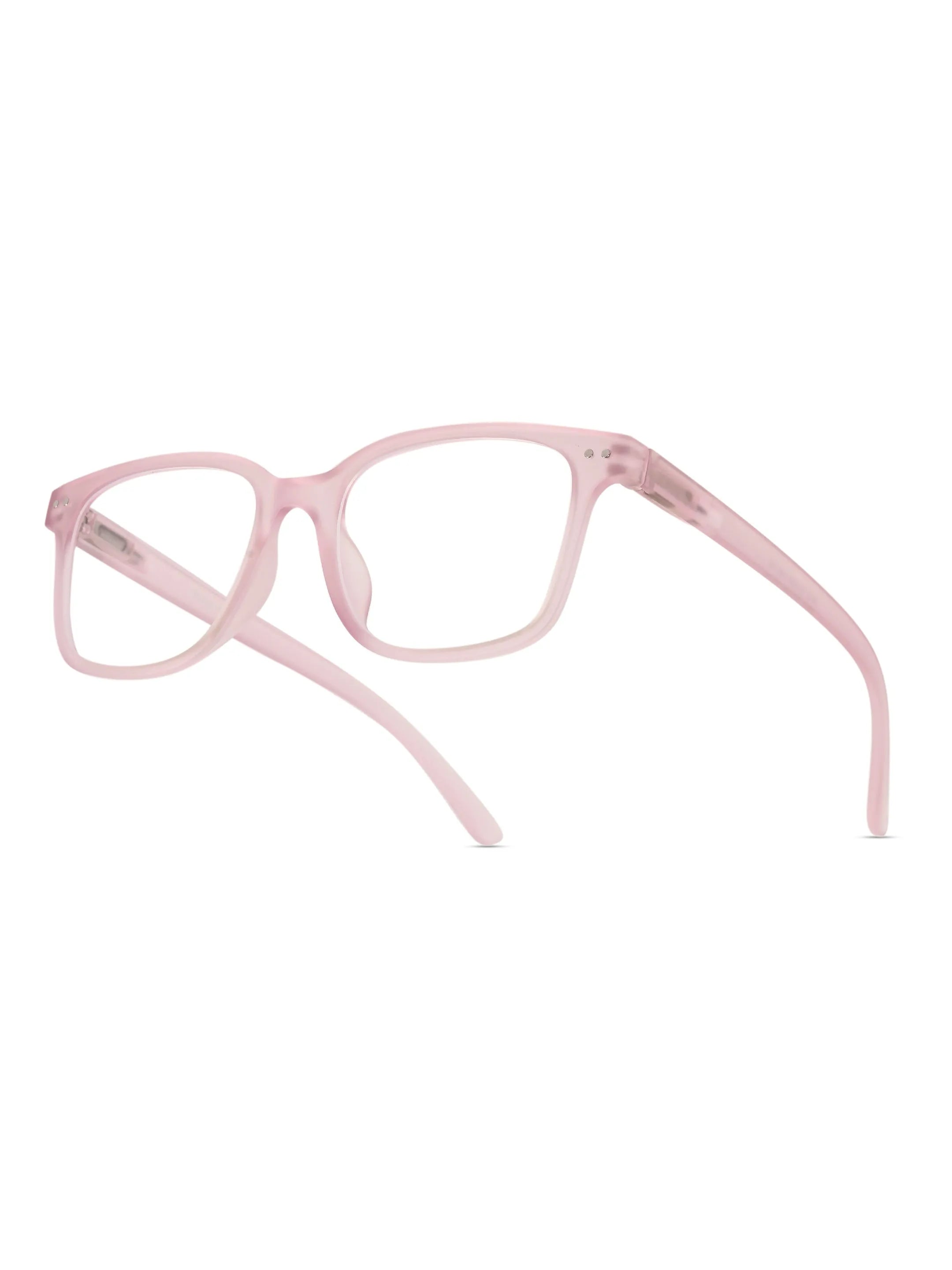 NexEye | Transparent Baby Pink Medium Full Rim RECTANGLE Computer Glasses for Men & Women [Blue Block]
