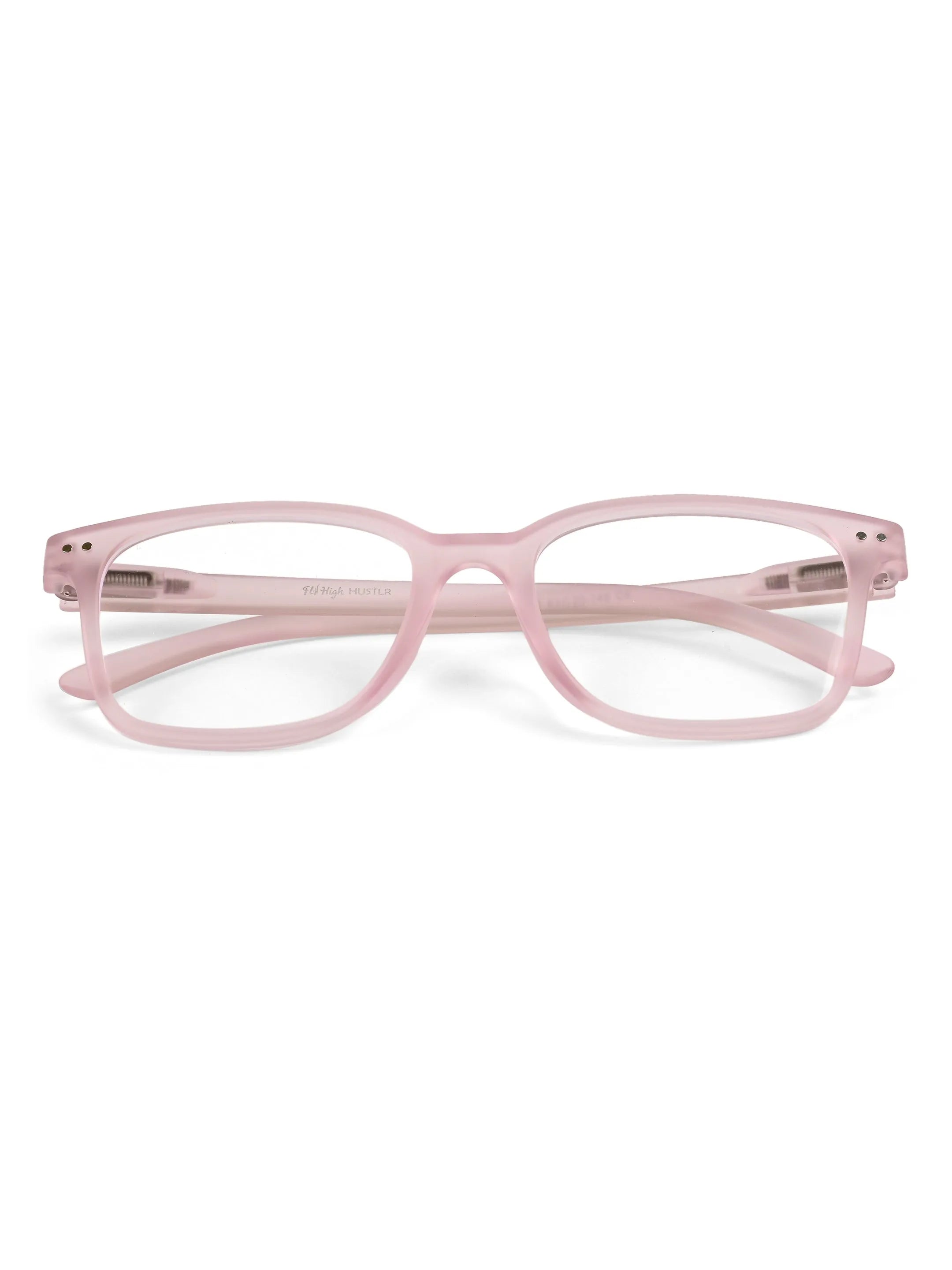 NexEye | Transparent Baby Pink Medium Full Rim RECTANGLE Computer Glasses for Men & Women [Blue Block]
