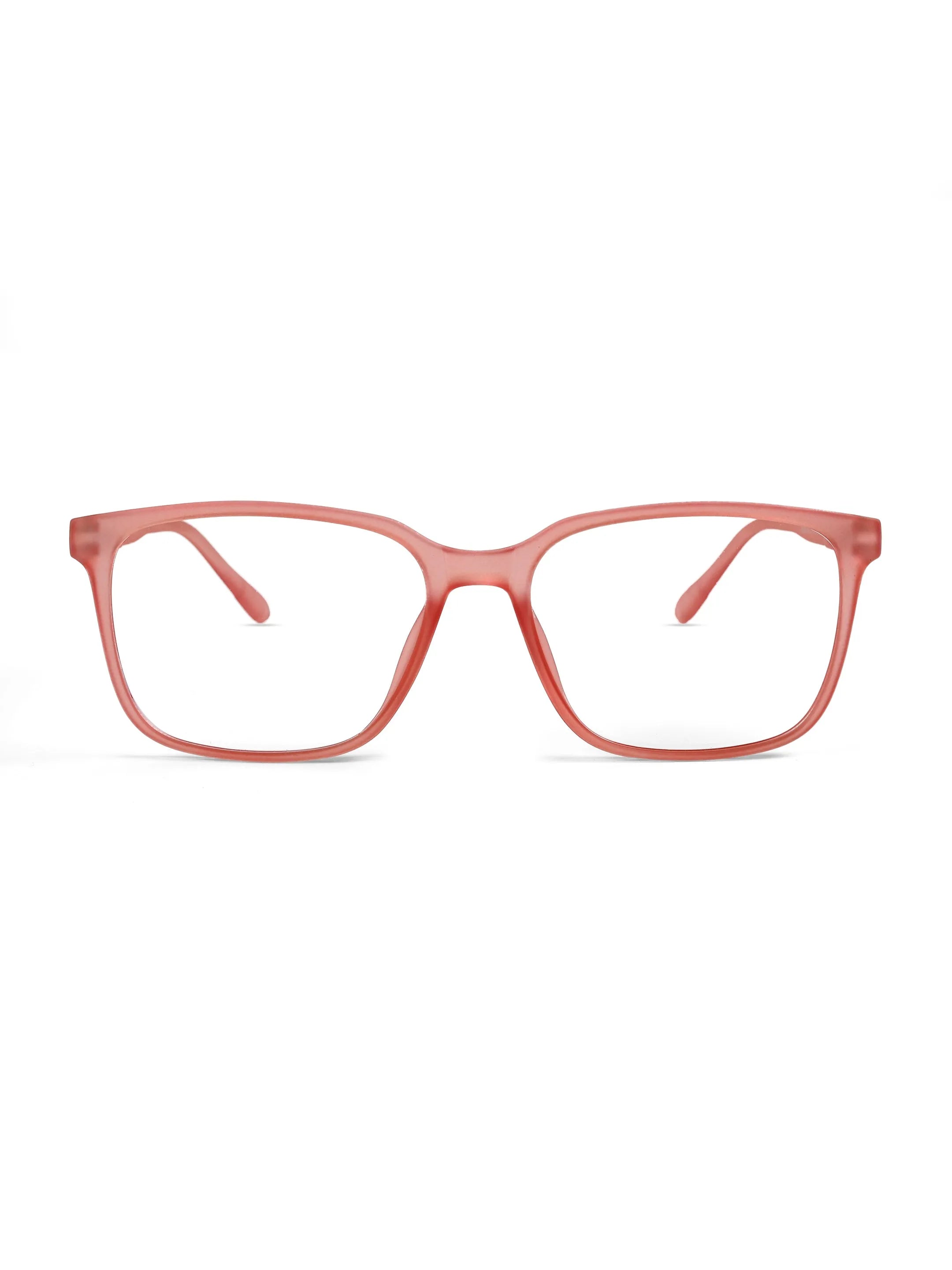 Focusly | Transparent Red Medium Full Rim RECTANGLE Computer Glasses for Men & Women [Blue Block]
