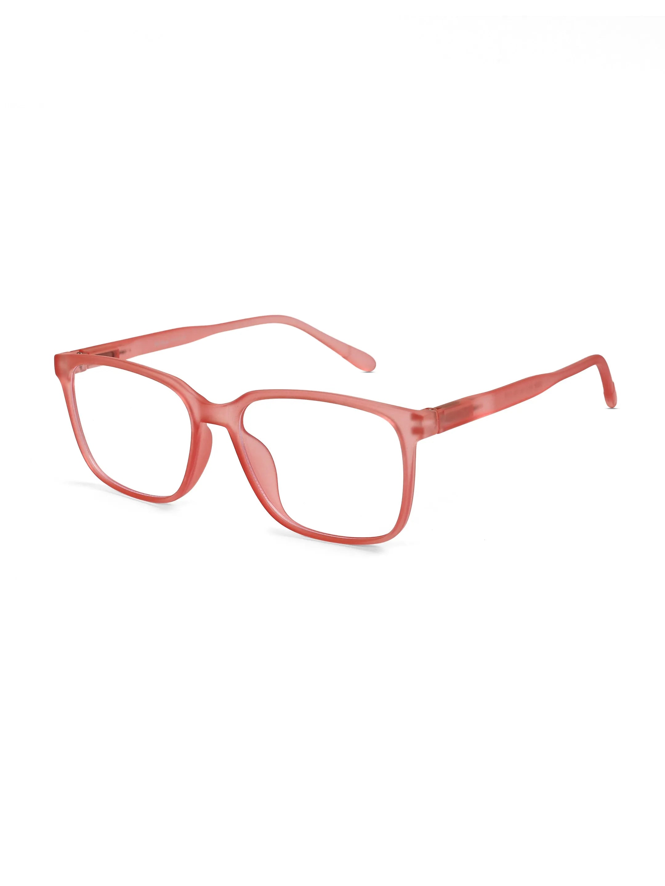 Focusly | Transparent Red Medium Full Rim RECTANGLE Computer Glasses for Men & Women [Blue Block]