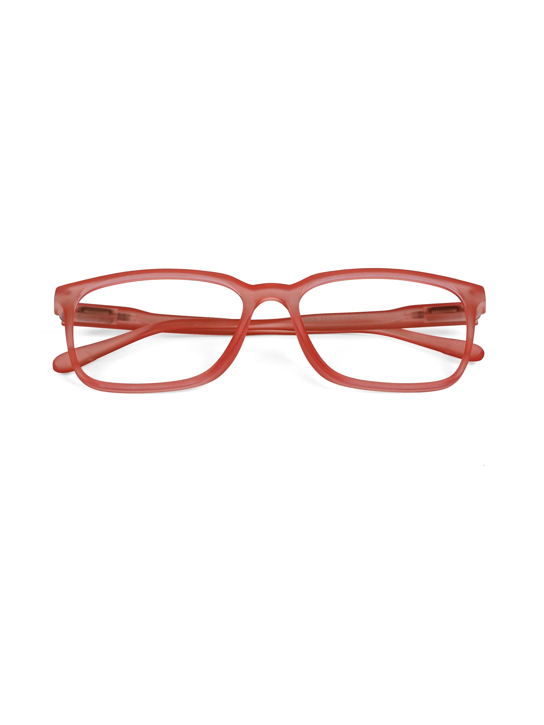 Focusly | Transparent Red Medium Full Rim RECTANGLE Computer Glasses for Men & Women [Blue Block]