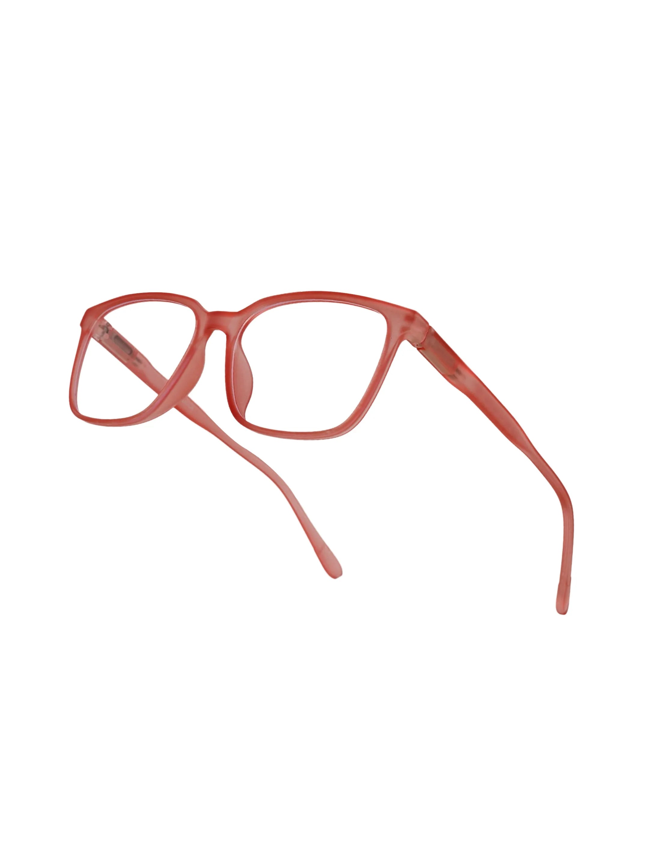 Focusly | Transparent Red Medium Full Rim RECTANGLE Computer Glasses for Men & Women [Blue Block]