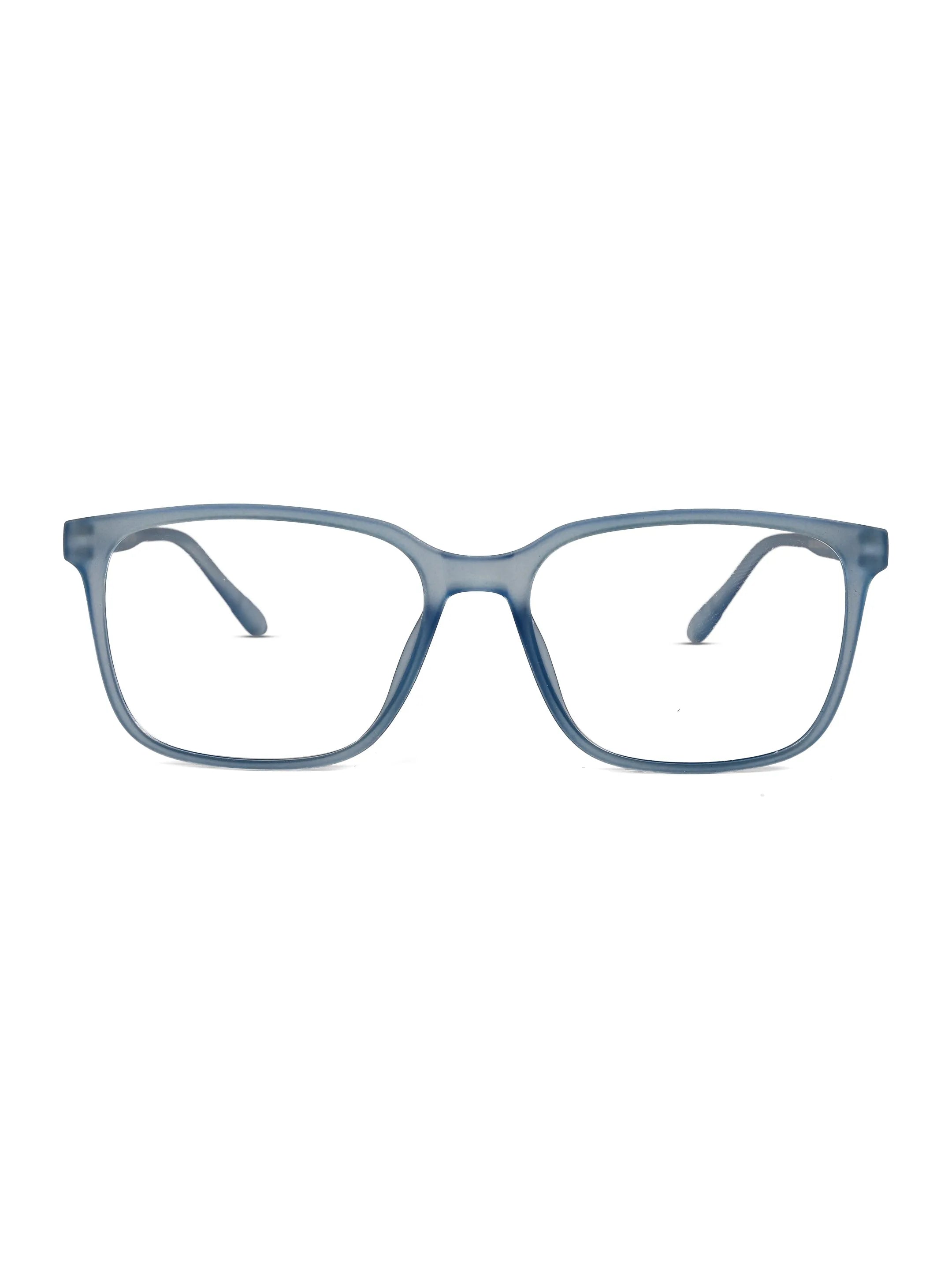 Focusly | Transparent Blue Medium Full Rim RECTANGLE Computer Glasses for Men & Women [Blue Block]