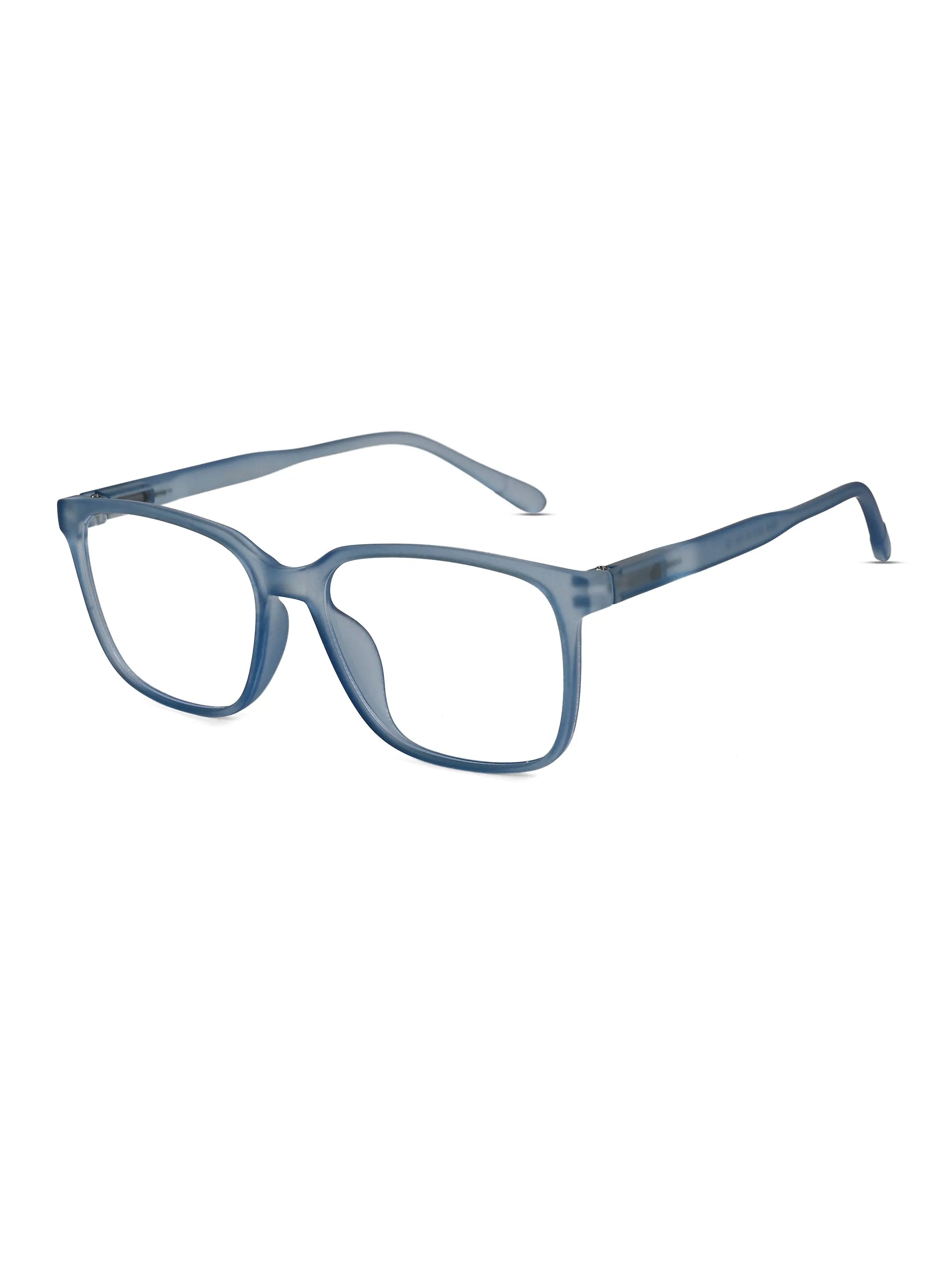 Focusly | Transparent Blue Medium Full Rim RECTANGLE Computer Glasses for Men & Women [Blue Block]