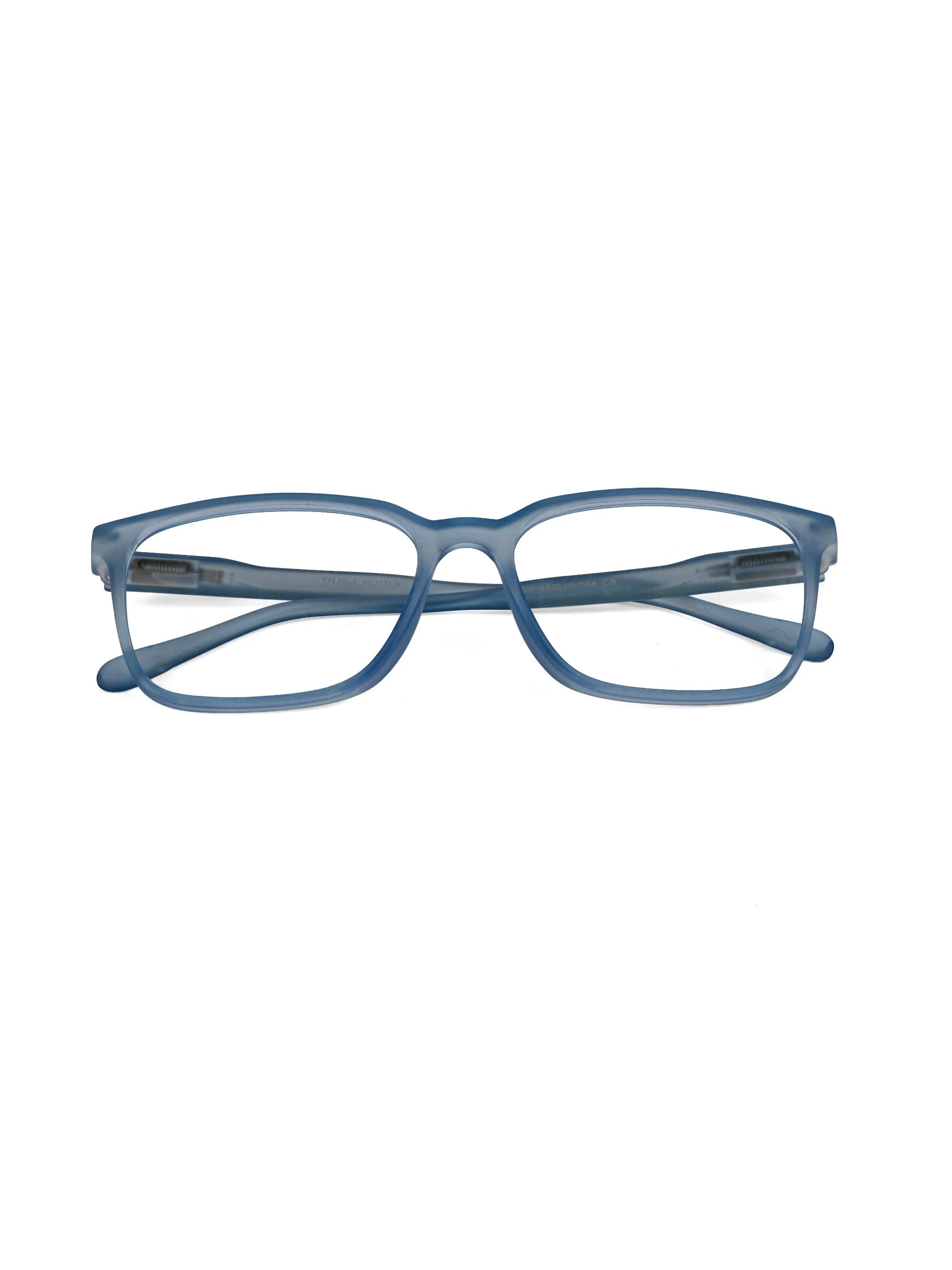 Focusly | Transparent Blue Medium Full Rim RECTANGLE Computer Glasses for Men & Women [Blue Block]
