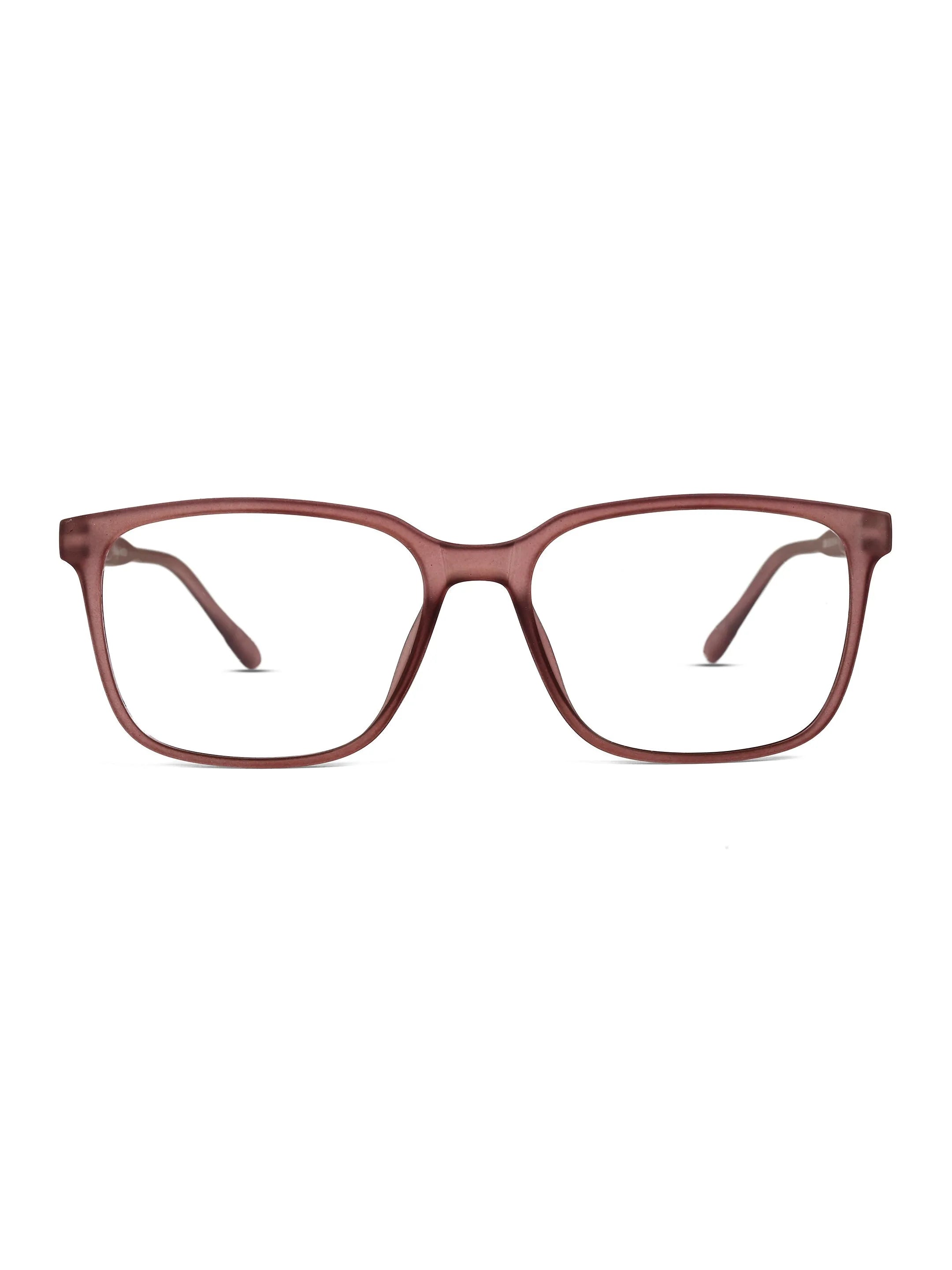 Focusly | Transparent Mate Maroon Medium Full Rim RECTANGLE Computer Glasses for Men & Women [Blue Block]